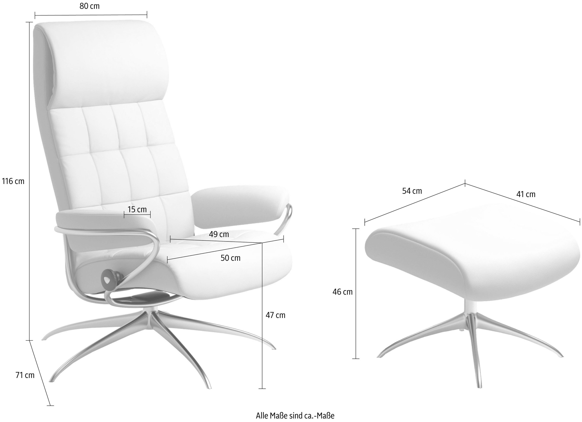 Stressless® Relaxsessel »London«, (Set, Relaxsessel mit Hocker), mit Hocker, High Back, mit Star Base, Gestell Schwarz