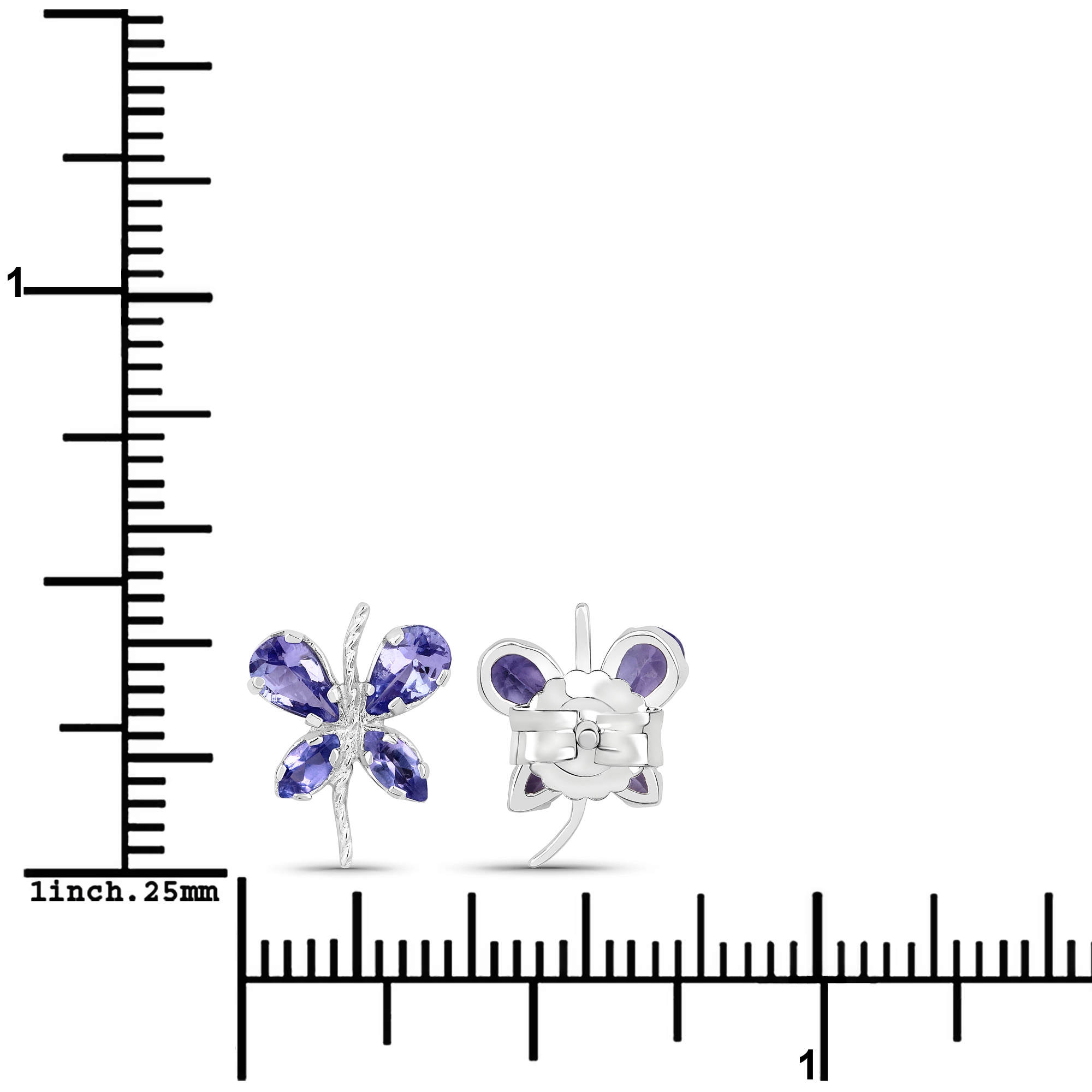 Vira Jewels Paar Ohrstecker »Silber 925 rhodiniert Schmetterling-Motiv mit echtem Tansanit«