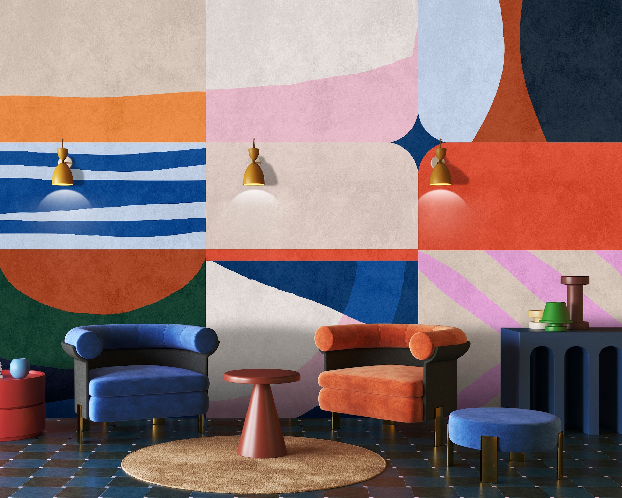 living walls Vliestapete "Geometrische Mustertapete Bunt Abstrakt" matt glatt