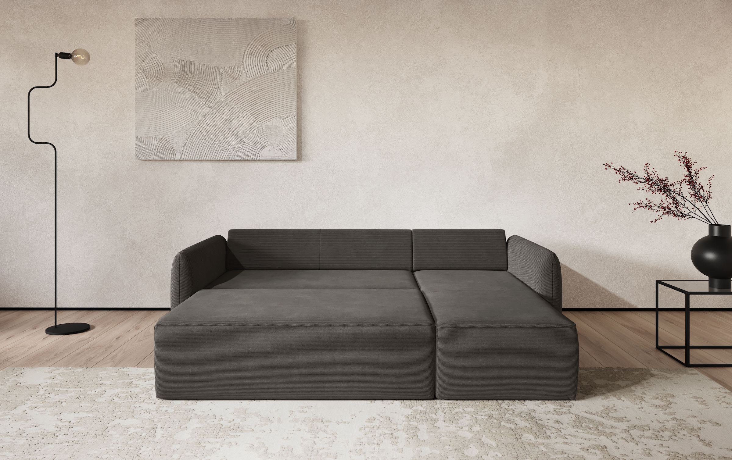 COTTA Ecksofa "Flow, bequem, L-Form, Breite 239 cm, schmale Armlehnen" wahlweise mit Schlaffunktion