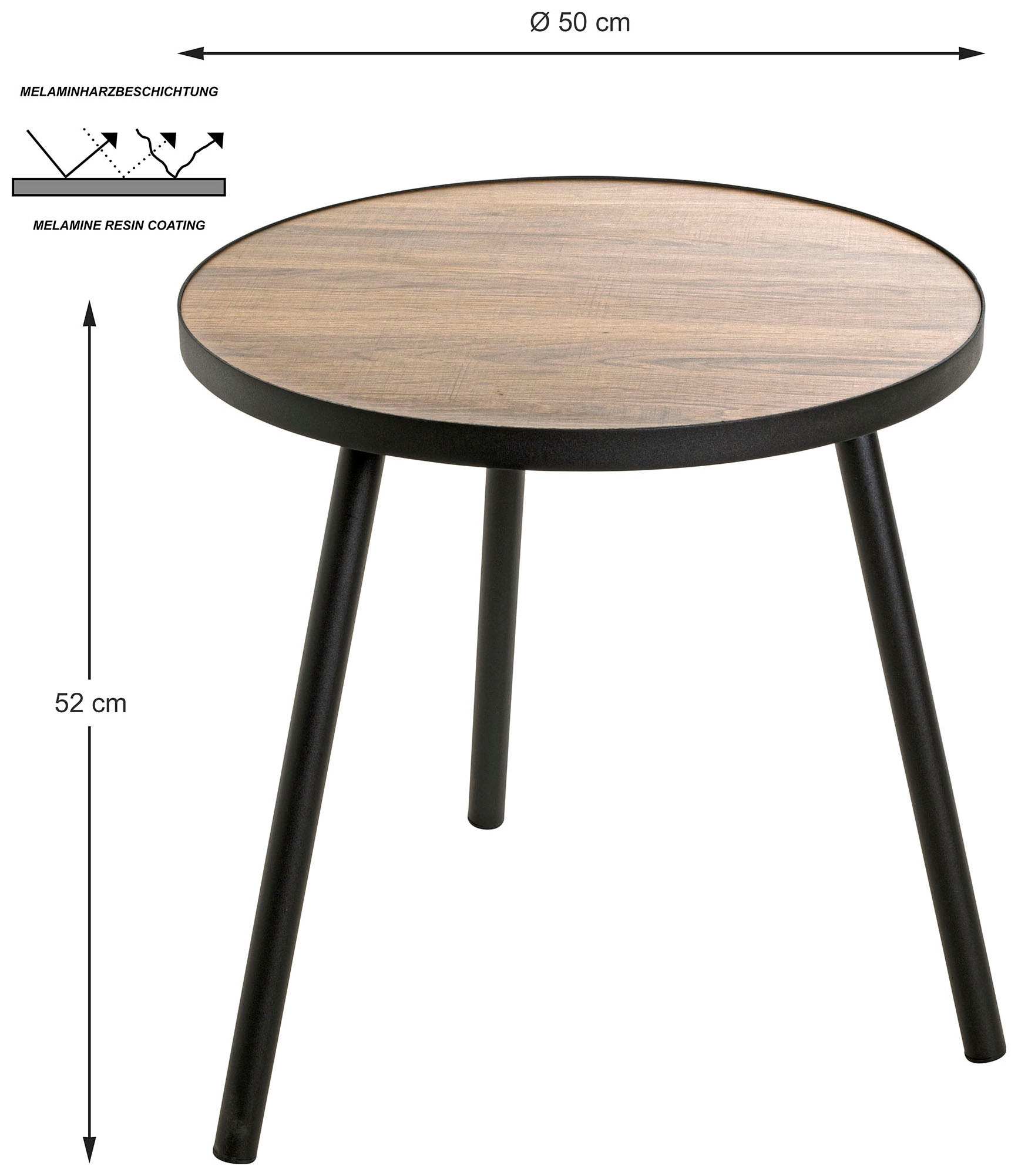 HAKU Beistelltisch »Sofatisch, Wohnzimmertisch« 1 Stk. tlg. rund - aus MDF Braun - Ø/H 50/52 cm