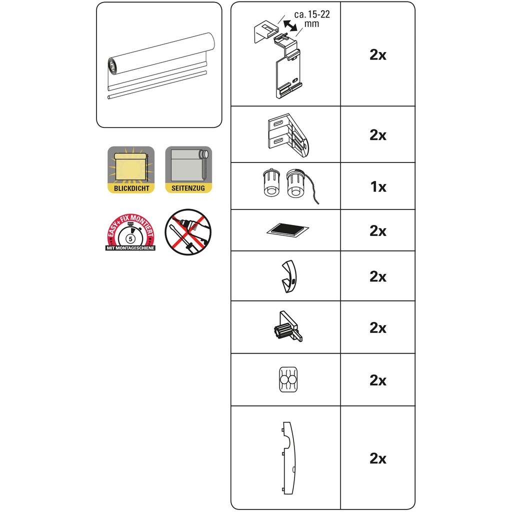 GARDINIA Seitenzugrollo »EASYFIX Rollo«, blickdicht, ohne Bohren