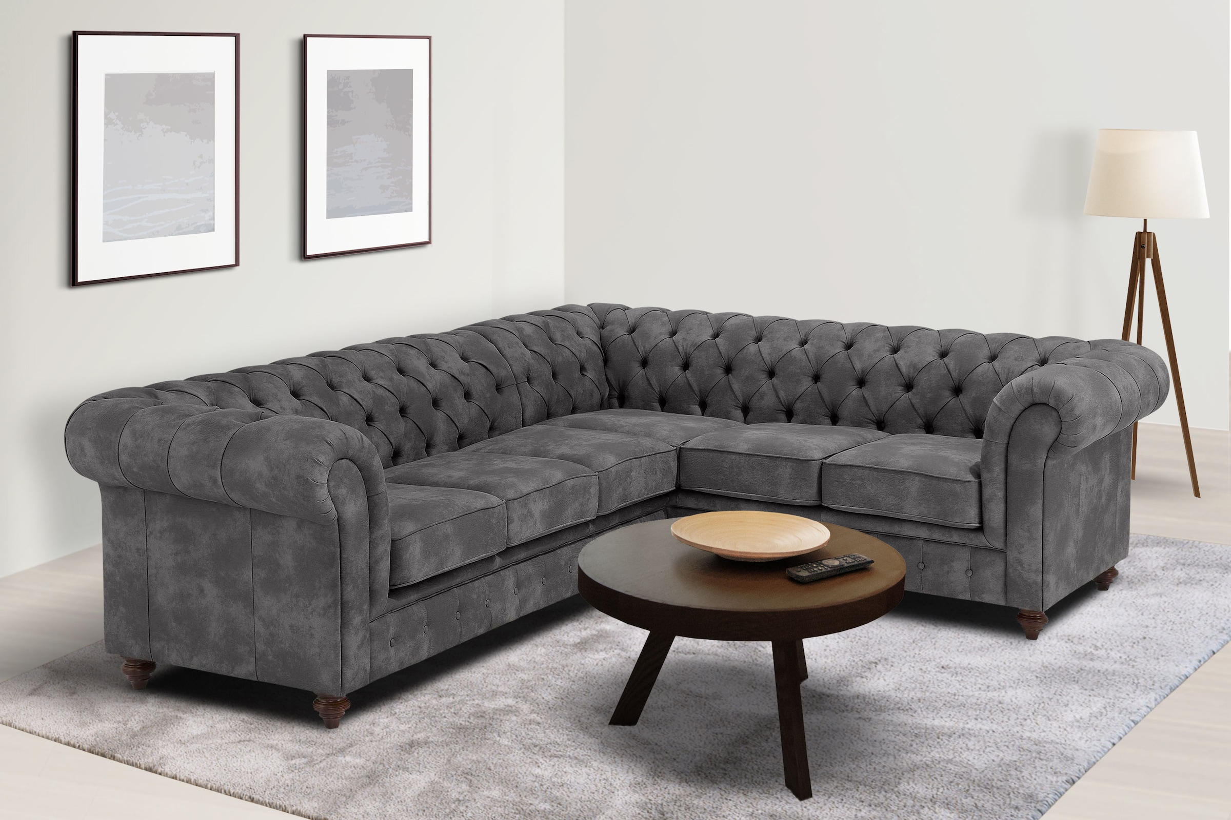 OTTO home Chesterfield-Sofa "Chesterfield Ecksofa, auch in Leder L-Form" hochwertige Knopfheftung, langer Schenkel links oder rechts wählbar
