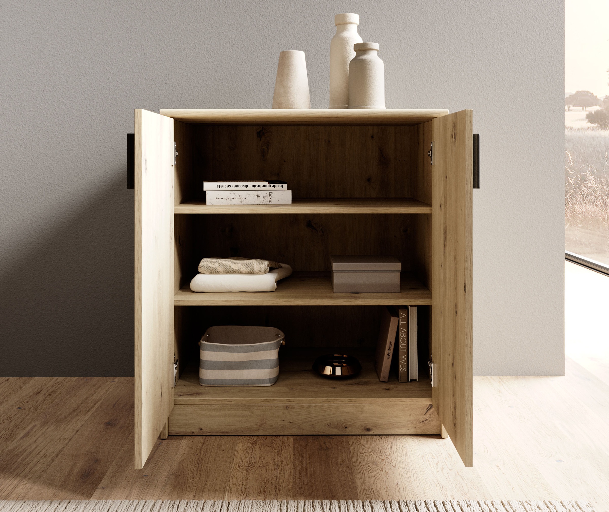 HBZ Sideboard »Nelly Kommode, BxHxT 74x86x50cm«, (1 St.), Breite 74cm, Einlegeböden verstellbar, foliert