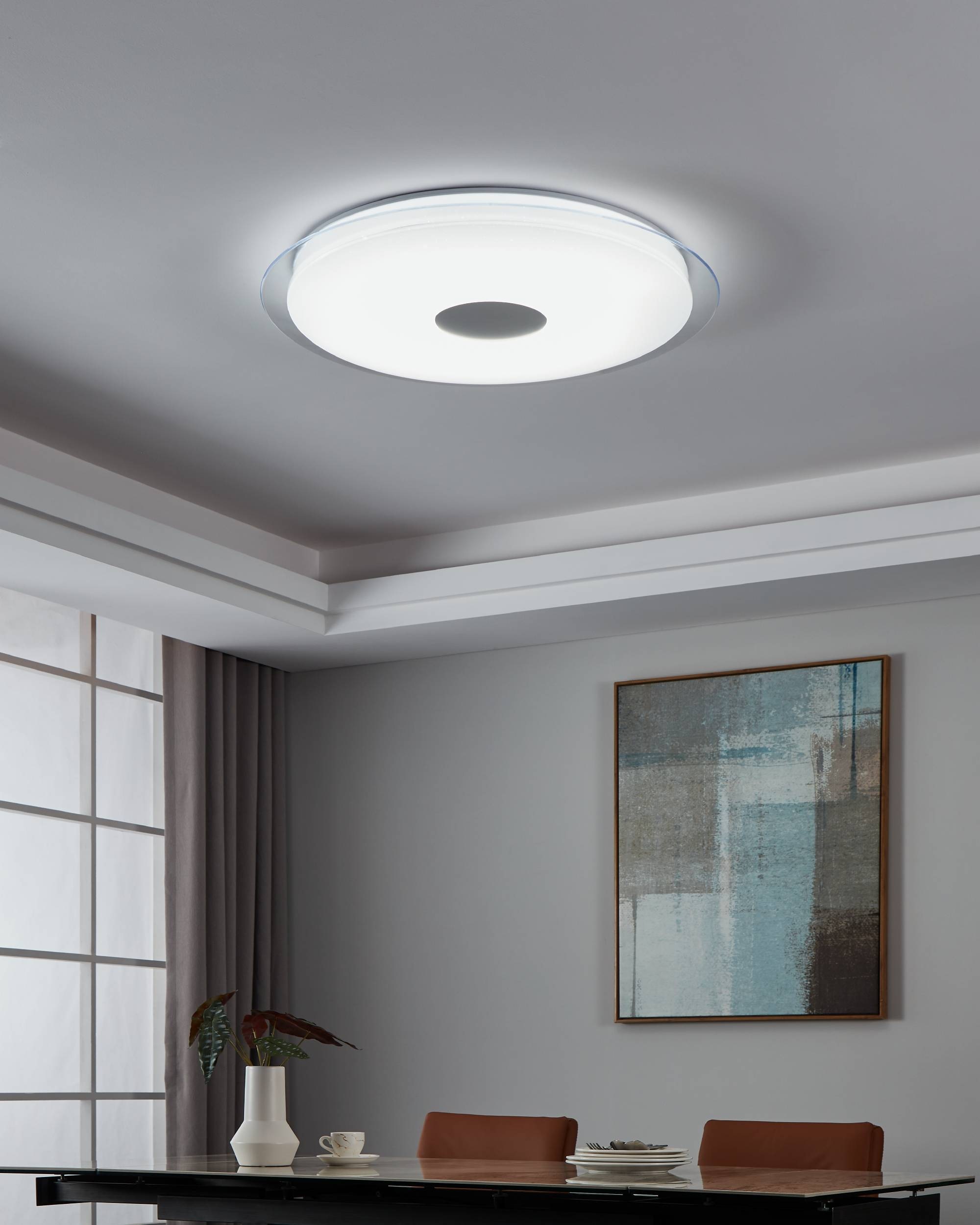 EGLO LED-Deckenleuchte »LANCIANO-Z« in weiß und transparent aus Stahl / inkl. LED fest integriert - 38,1 Watt, Durchm. ca. 77cm