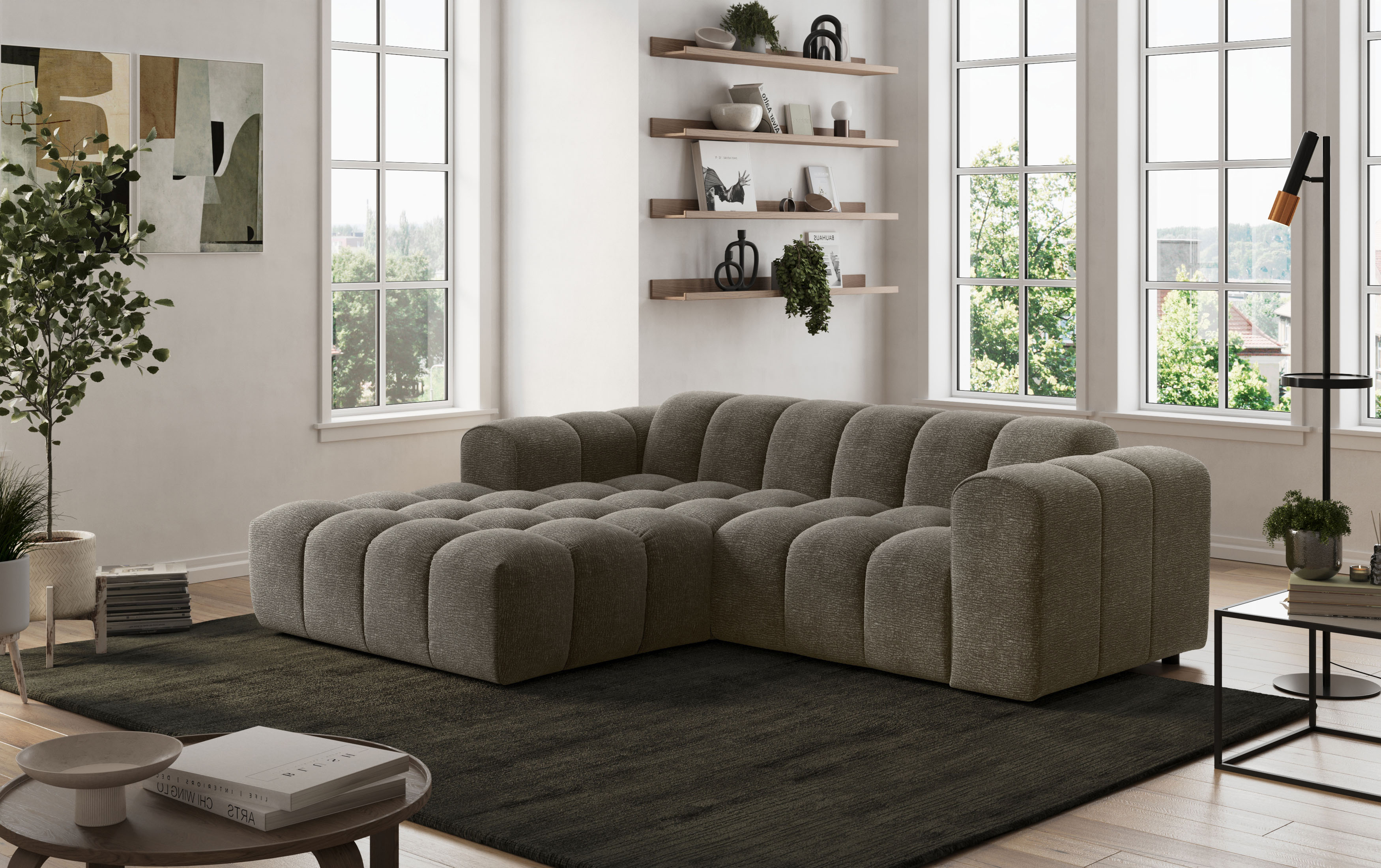 COTTA Ecksofa "Rocco L-Form, B: 248 cm, modernes Bubble-Sofa, großzügiger Sitzkomfort" Wohnlandschaft-Charakter, frei stellbar, modernes Design