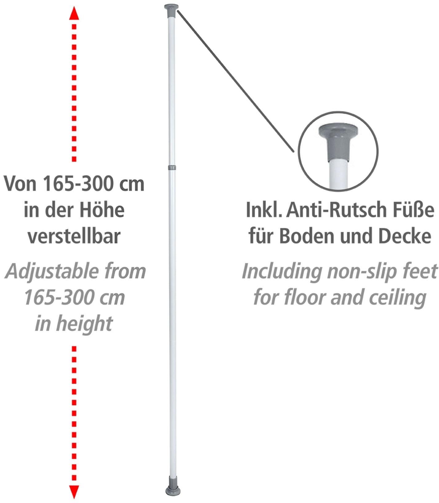 WENKO Teleskopregal »Modell Herkules«, ausziehbare Hauptstange 165-300 cm, passend zur WENKO Herkules-Serie