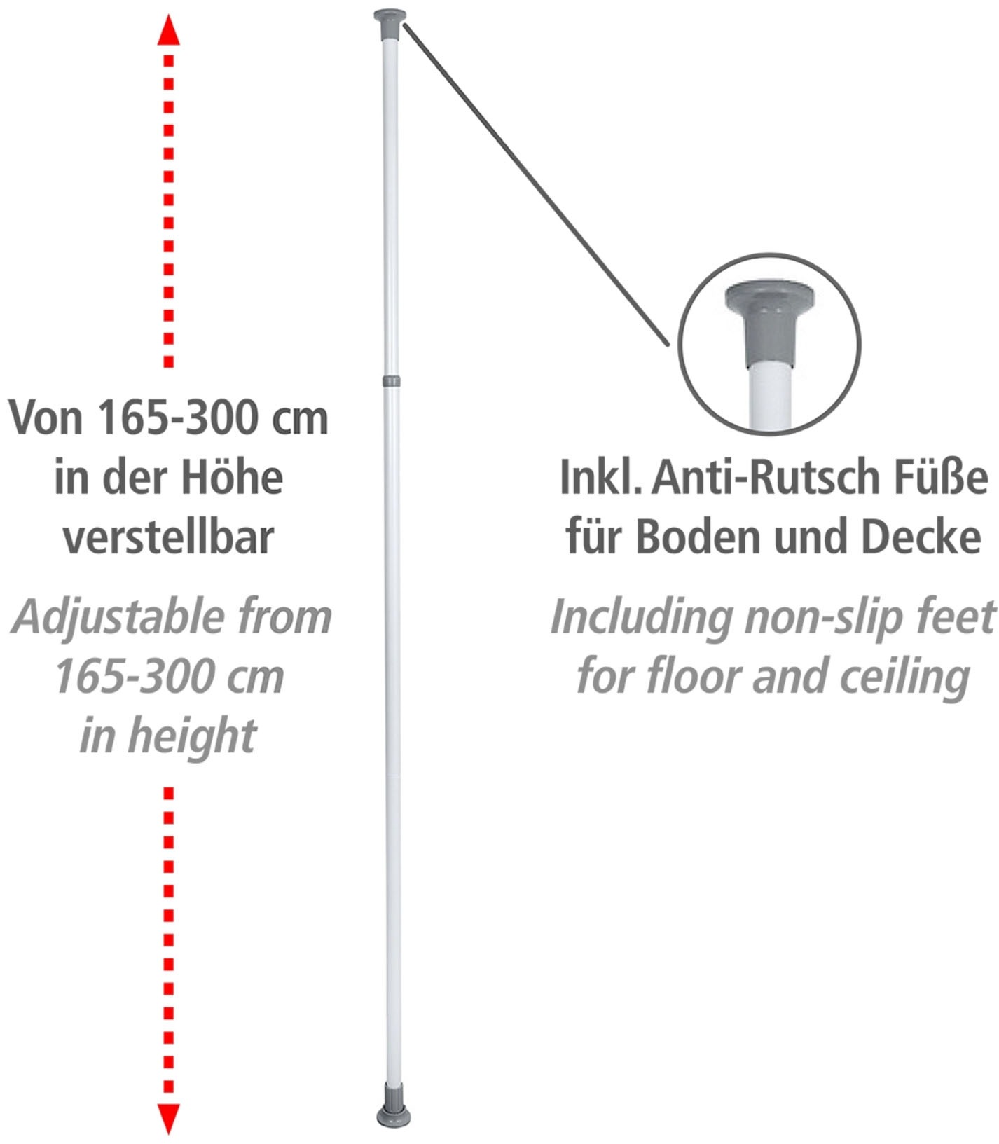 WENKO Teleskopregal "Modell Herkules", ausziehbare Hauptstange 165-300 cm, günstig online kaufen