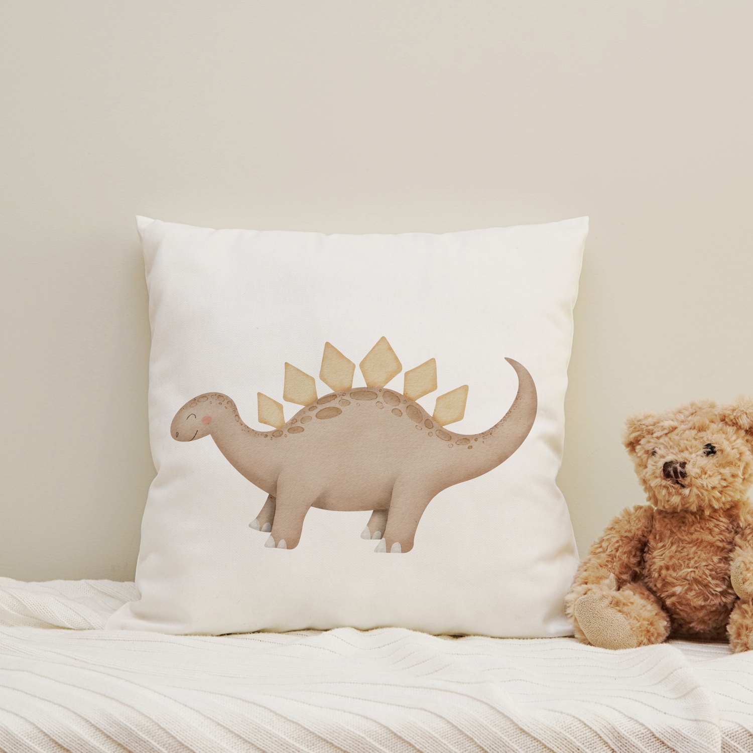 queence Dekokissen "Brauner Dino" Kissenhülle mit HD Premium Druck, geruchsneutral, 40x40cm