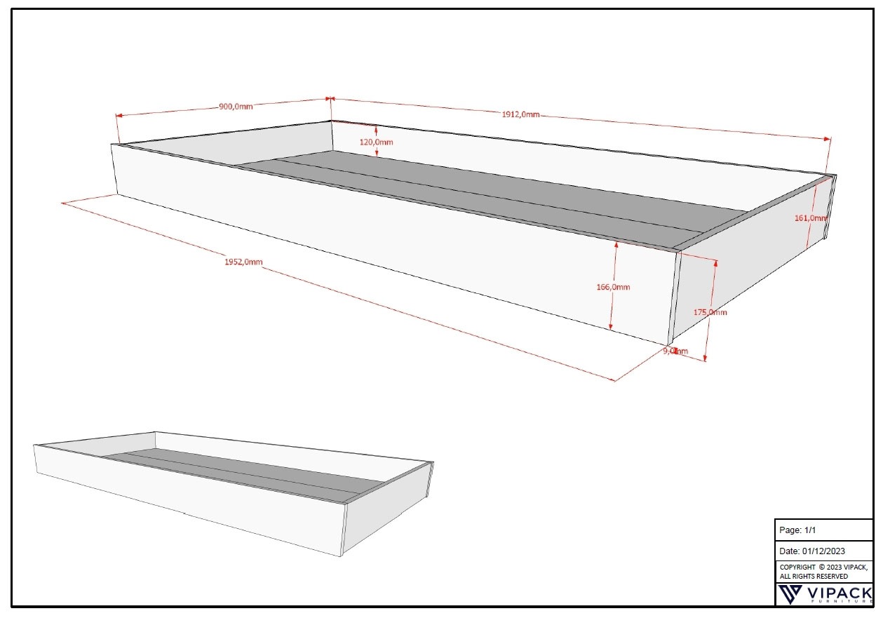 Vipack Daybett »Liegefläche 90x200 cm, inkl. Sprossenumrandung, Rausfallschutz vorne« Buche massiv, sehr stabil und standfest gebaut, inkl. Rolllattenrost,  die Bettschublade bietet Stauraum oder als Zusatzbett nutzbar
