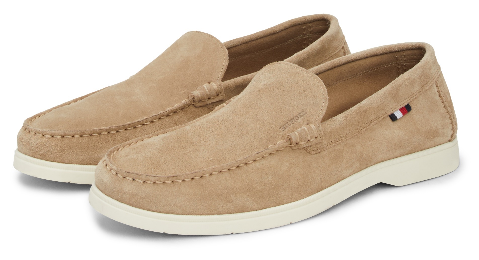 Tommy Hilfiger Slipper "HILFIGER CASUAL SUEDE LOAFER", Businessmode, Schlupfschuh, Freitzeitschuh mit seitlicher Logofla