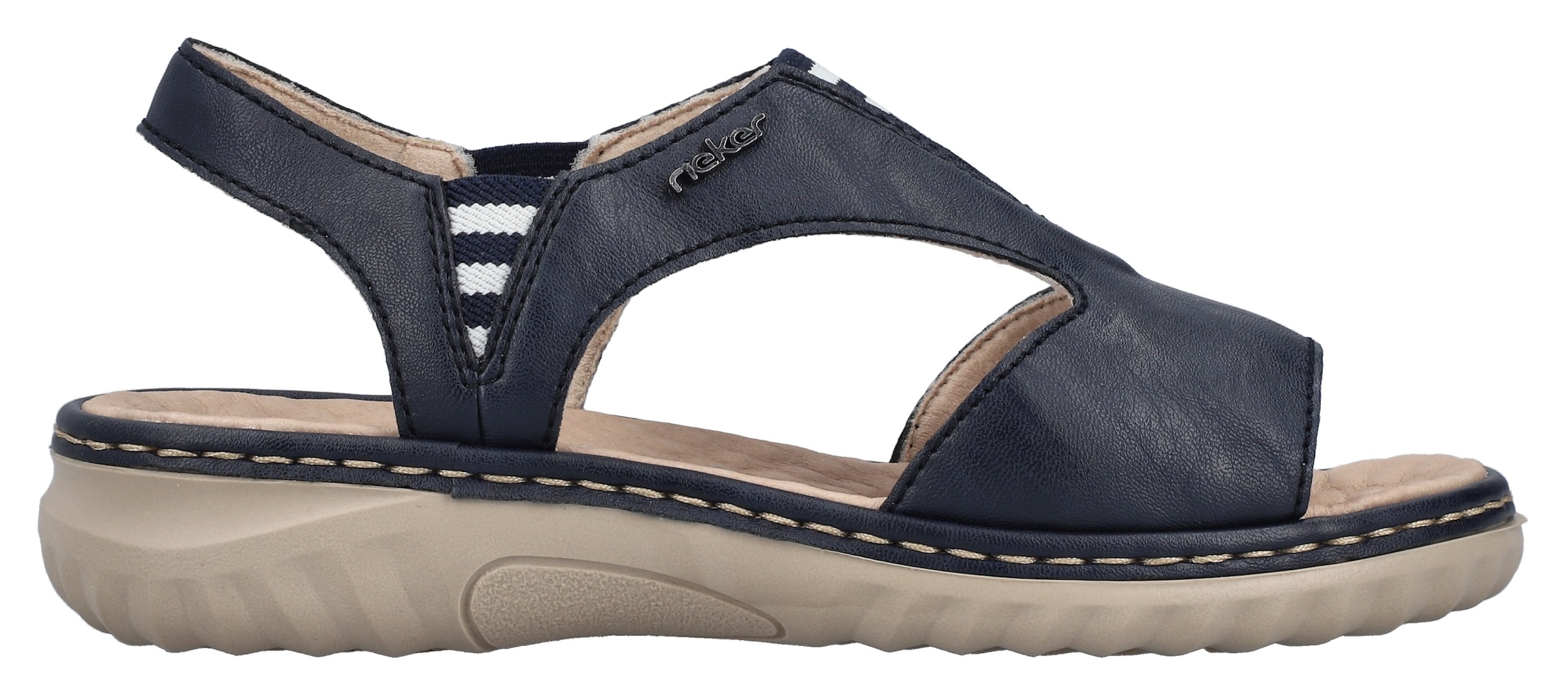 Rieker Sandale, Sommerschuh, Sandalette, Schlupfschuh mit kontrastfarbener Ziernaht