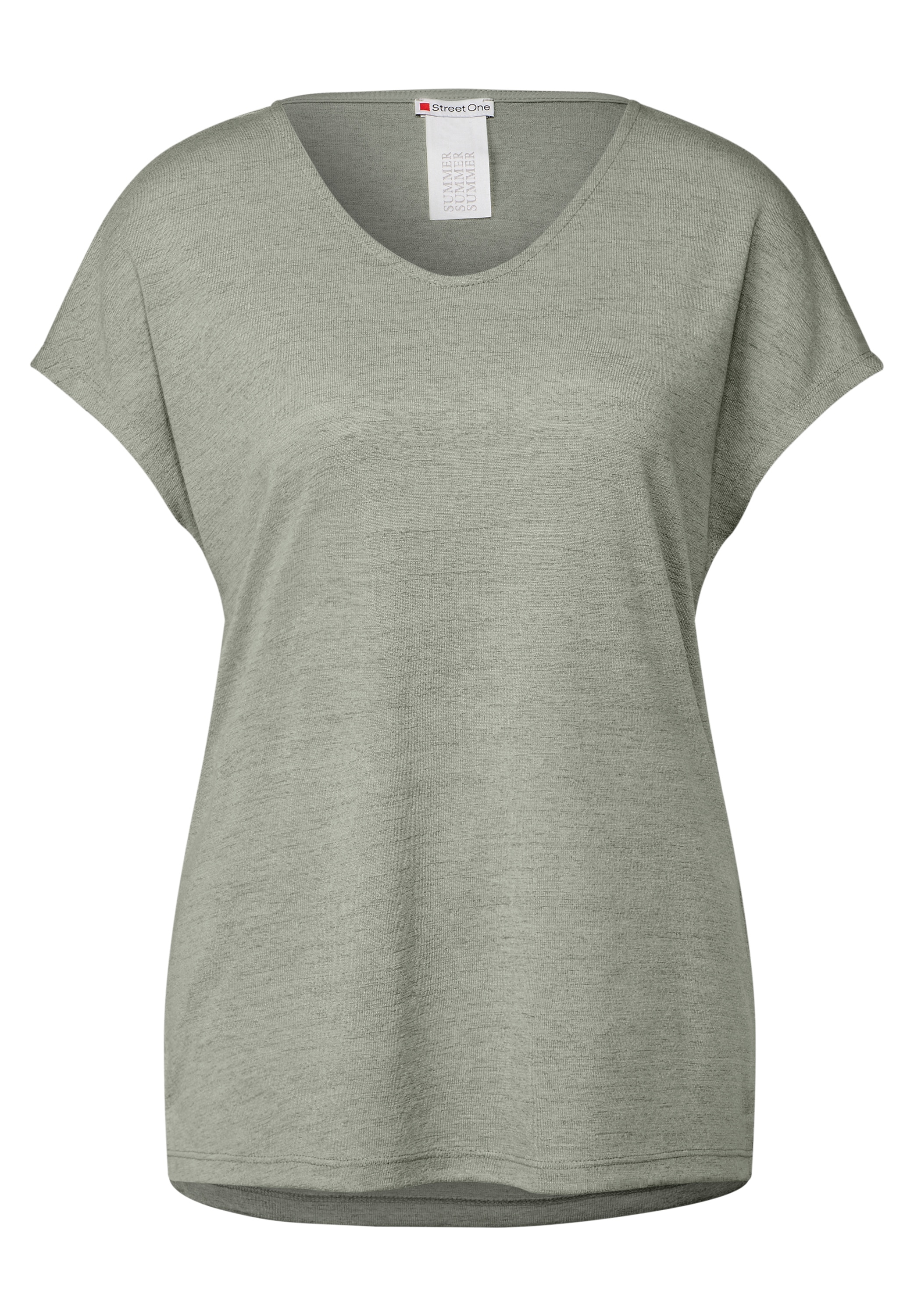 STREET ONE T-Shirt, mit abgerundetem V-Ausschnitt