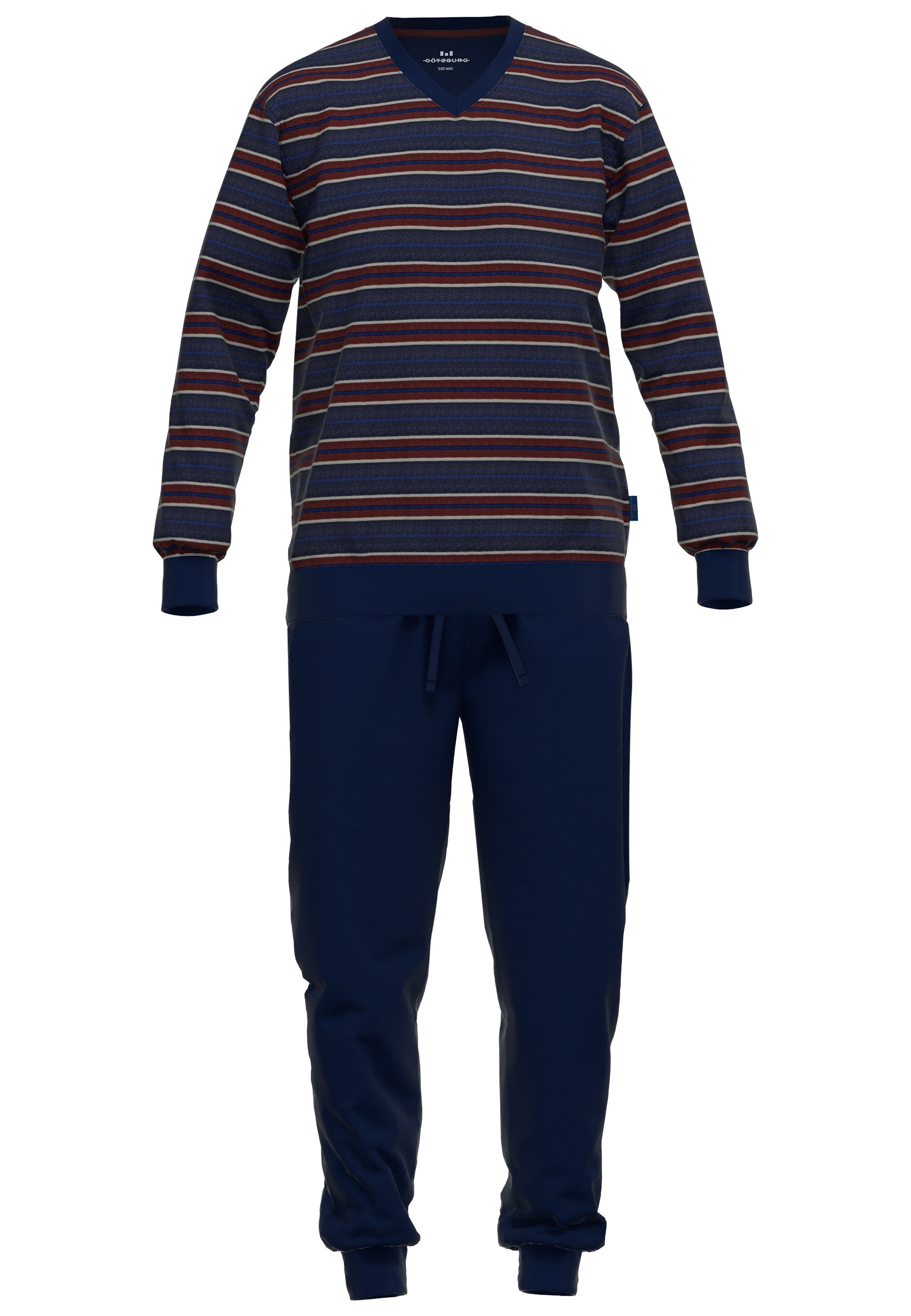 GÖTZBURG Pyjama, (2 tlg.), V-Ausschnitt, Langarm, elastische Bündchen günstig online kaufen
