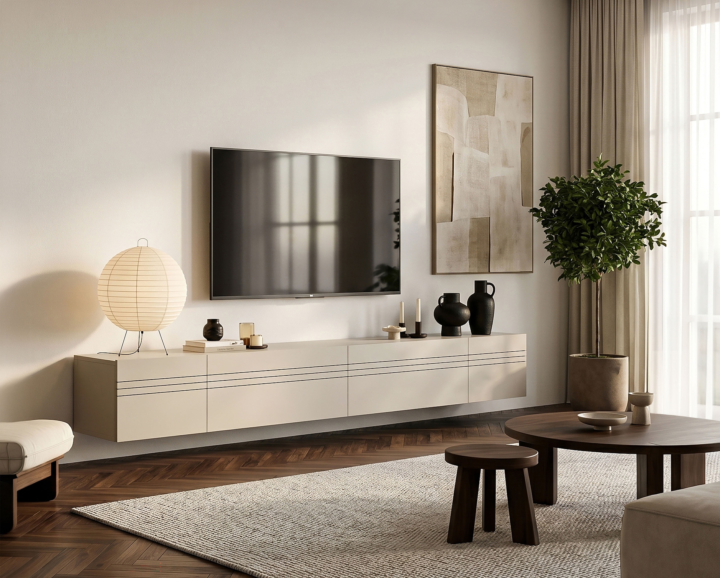OTTO home Lowboard "SPIAGGIA, 4-teiliges Set, Breite 270cm, stehend & hängend montierbar" TV-Möbel, TV-Schrank, TV-Lowboard, Mediaboard
