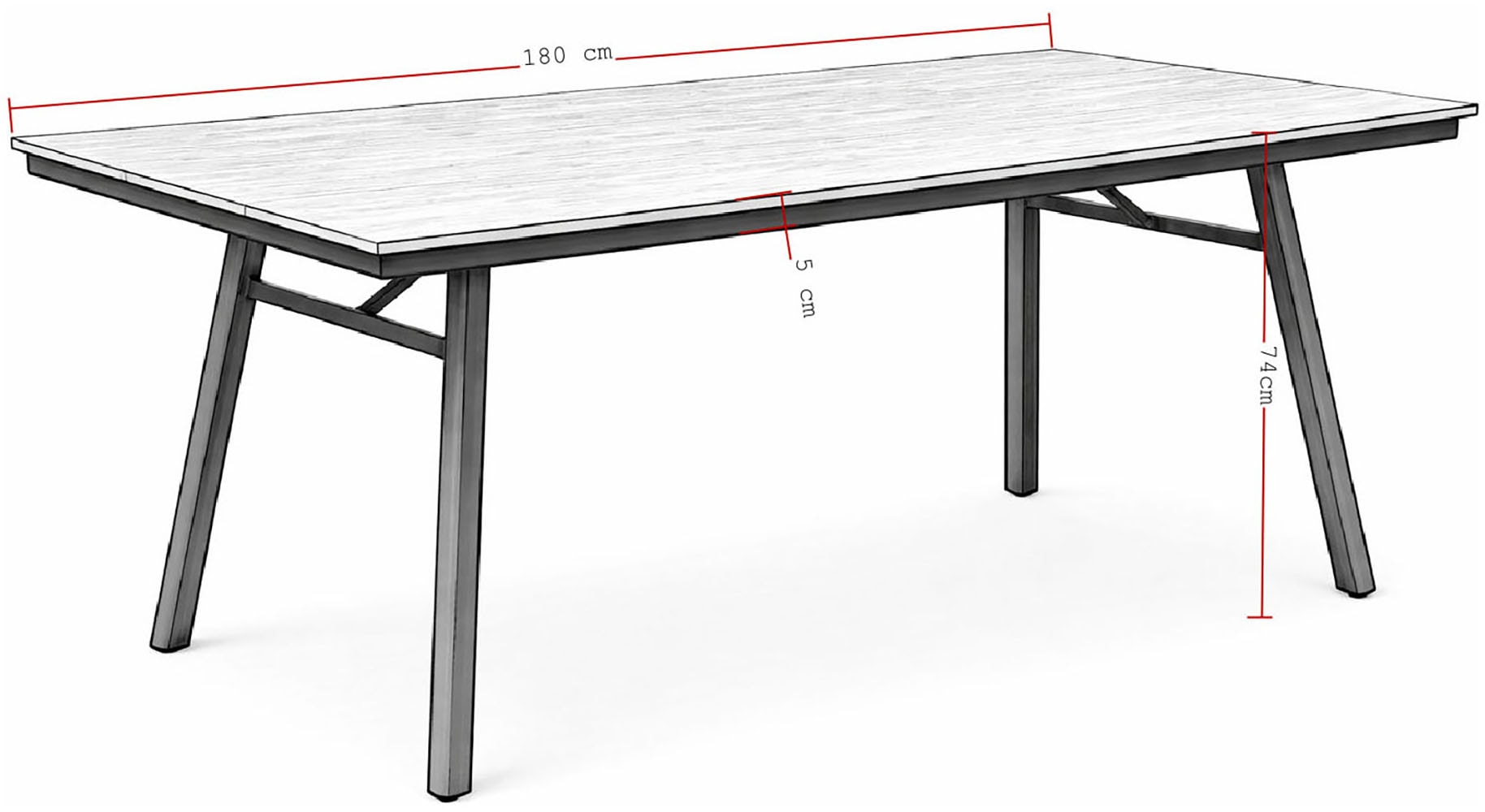 Destiny Garten-Essgruppe »COMO SAN MARINO 4 Se + Tisch RE 180x90cm grau/ anthrazit« Set,  Aluminium, Rope, Polywood