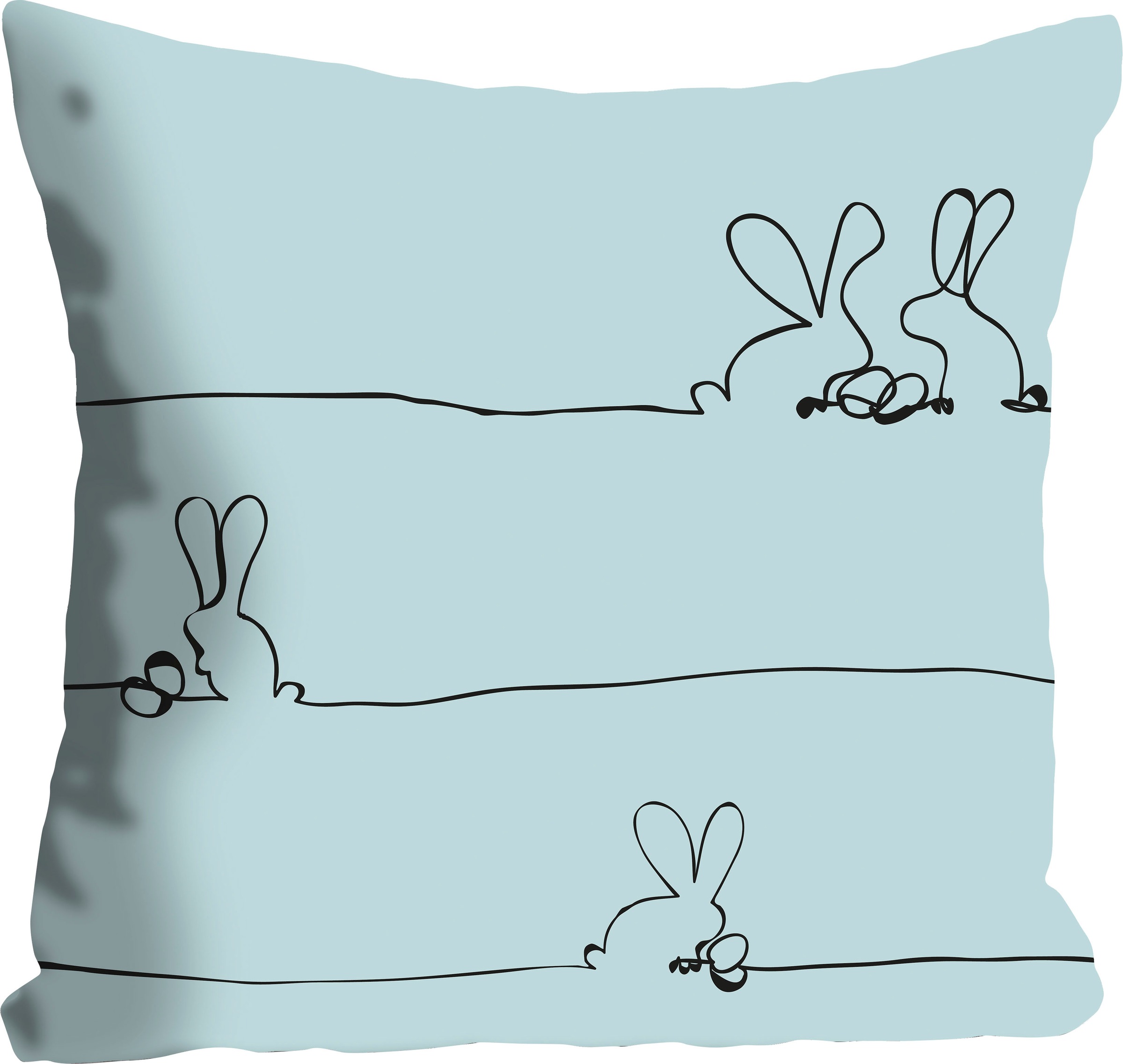 queence Dekokissen "Bunny Family mint" mit einem österlichem Hasenpaar günstig online kaufen