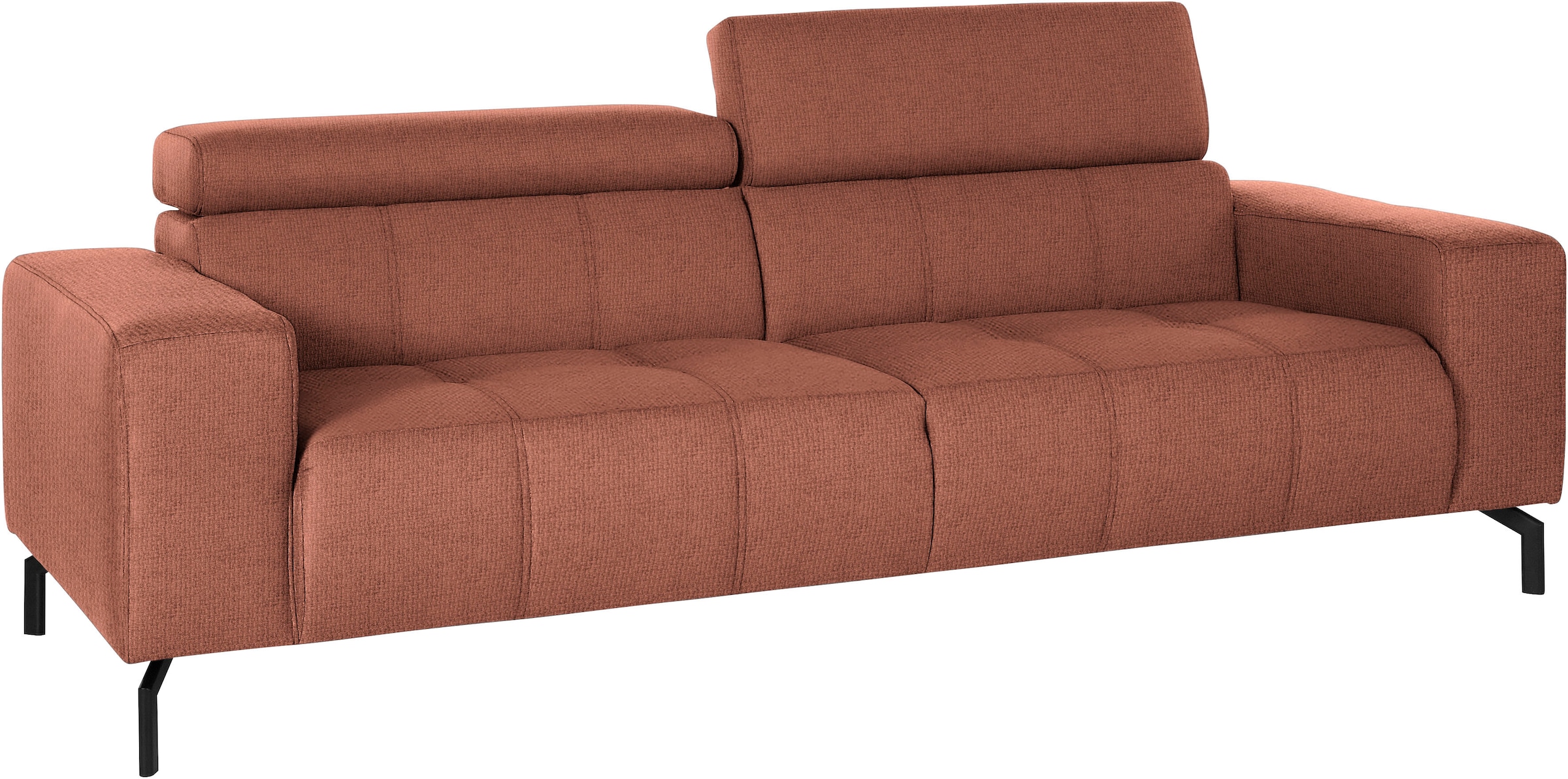 DOMO collection 2,5-Sitzer »Cunelli zeitlos und elegant, moderne Sitznähte als Designelement,«, wahlweise mit 6-fach verstellbaren Kopfteilen, fester Sitzkomfort