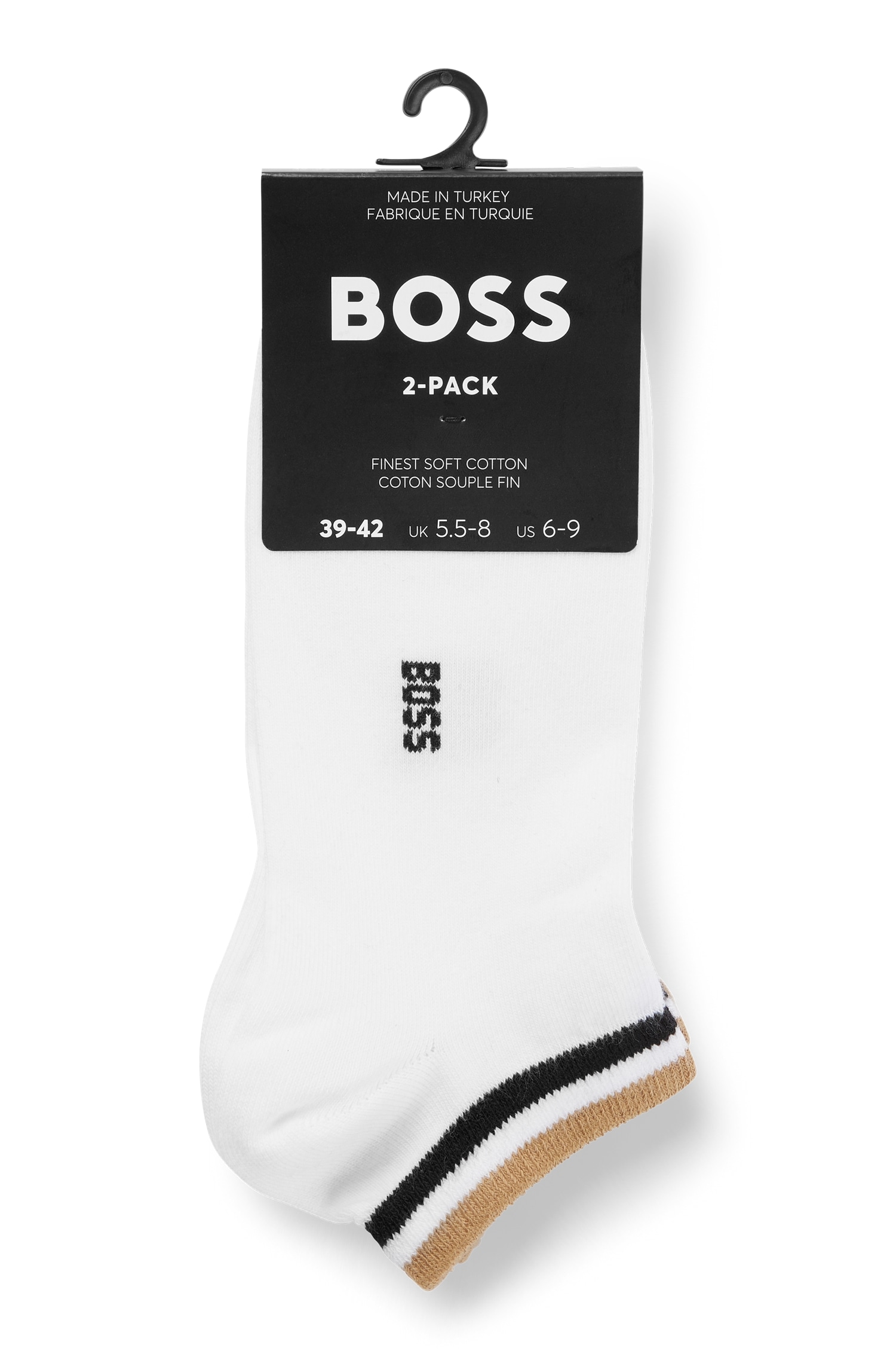 BOSS Sneakersocken »2P AS Uni stripe CC«, (Packung, 2er), mit geringeltem Abschluss