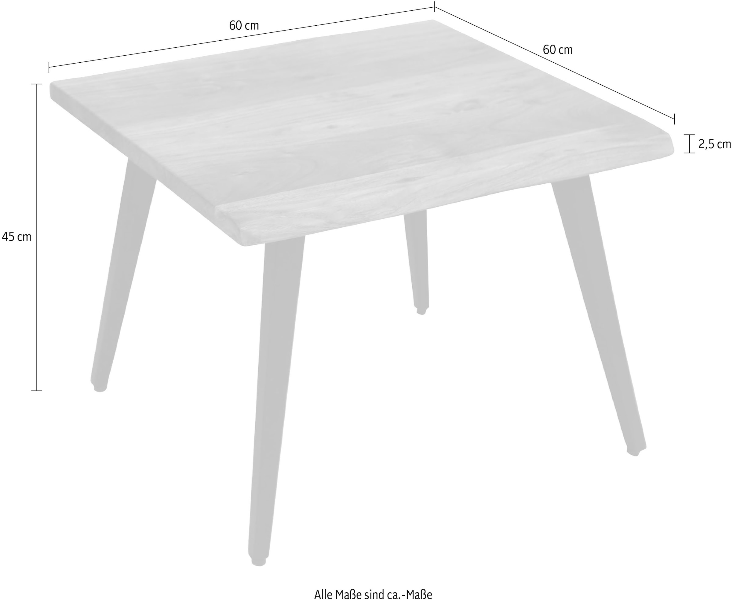 byLIVING Couchtisch »Caddy«, Tischplatte mit Baumkante, Breite 110 oder 60 cm