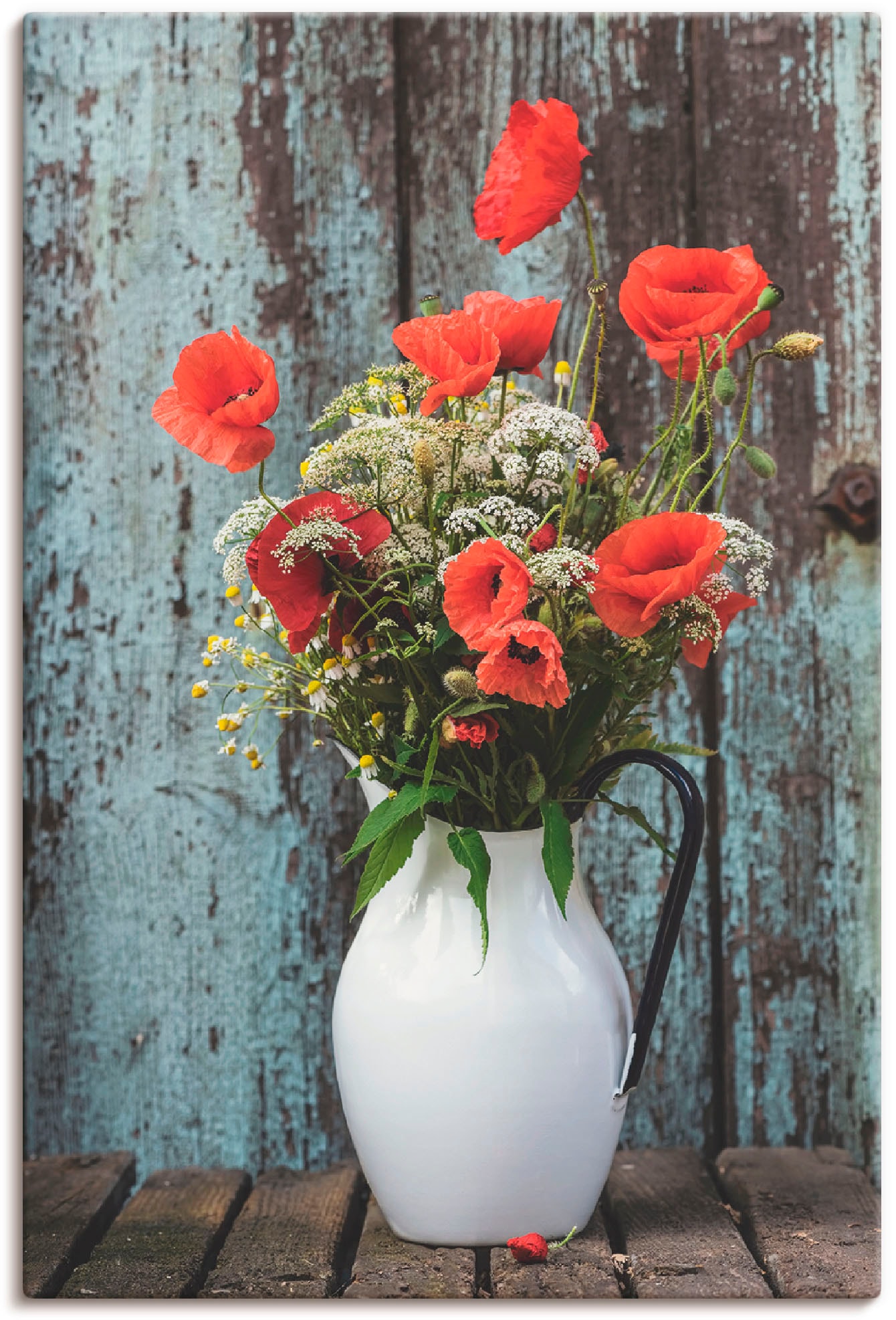 Wandbild »Krug mit Mohnblumen«, Blumen, (1 St.), als Alubild, Outdoorbild,...