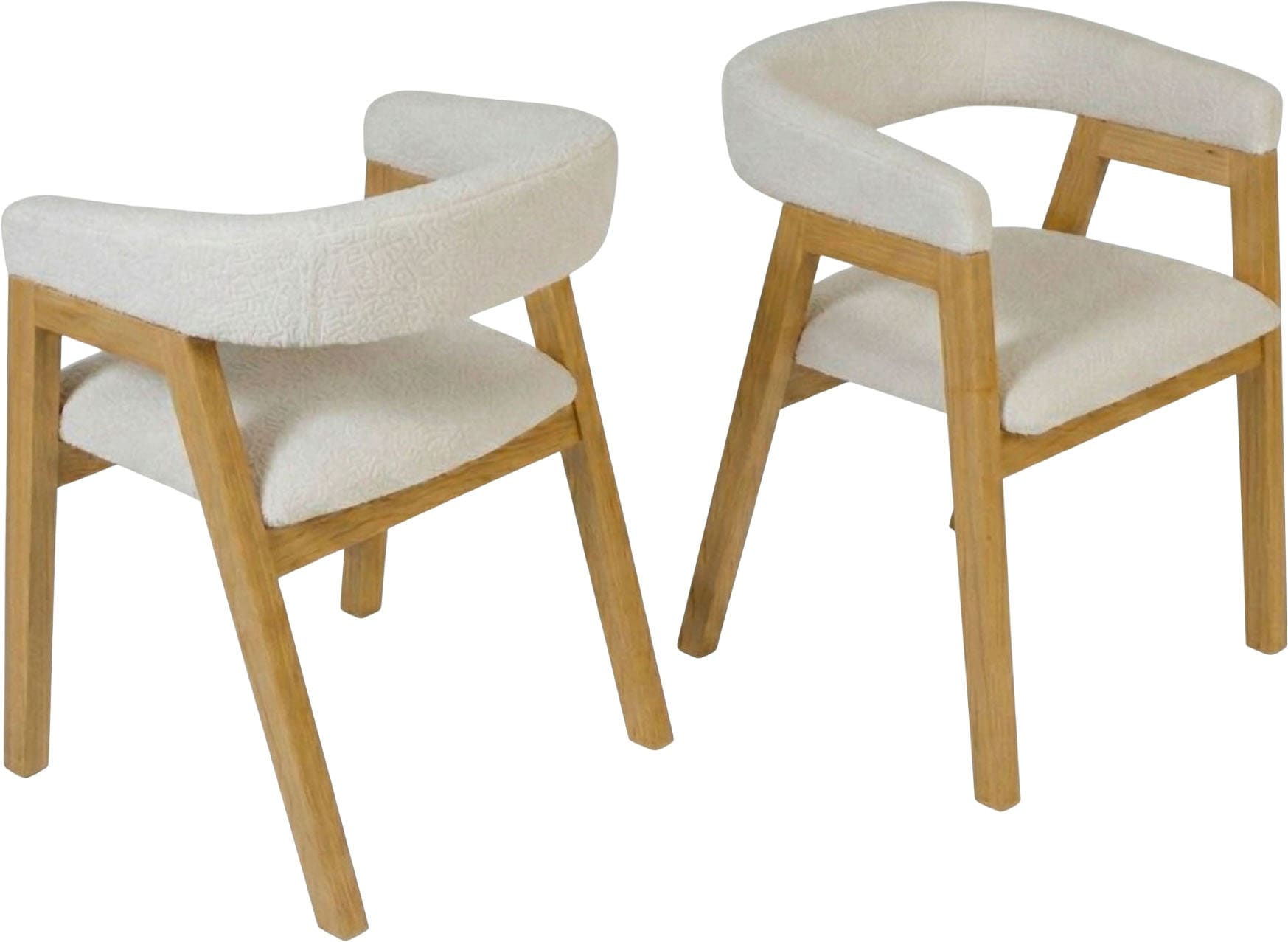 Jahnke Armlehnstuhl "BOW SIT DUO" (Set) Esszimmerstuhl (2er Set), Massivholz, Boucle-Stoff,bis 110kg belastbar