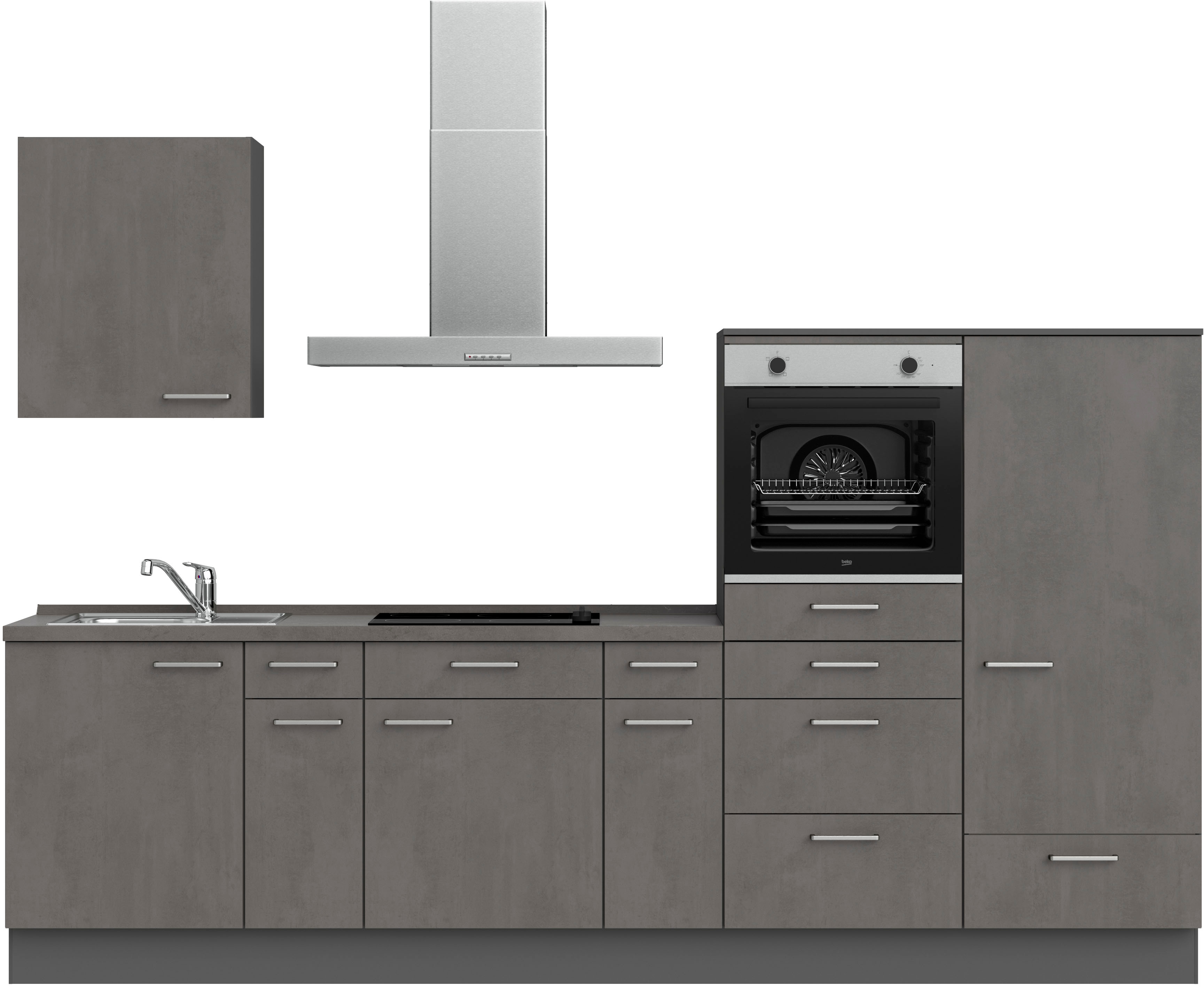 nobilia Küchenzeile ""Riva I", NEU: individuell anpassbar mit gratis Profi-Beratung" vormontiert, Breite 300 cm, Ausrichtung wählbar, wahlw. mit E-Geräten
