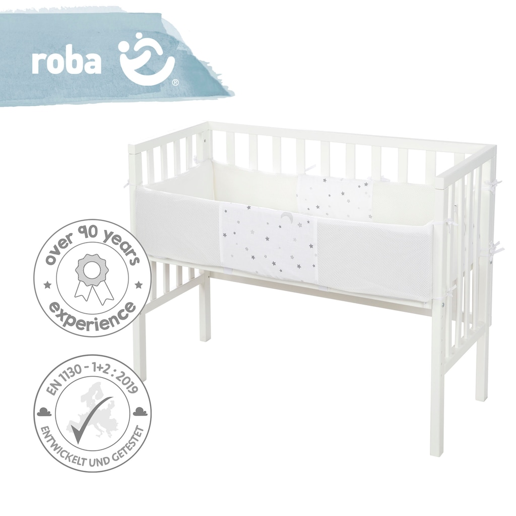 roba® Beistellbett »Safe Asleep® 2in1, weiß, Sternenzauber grau«