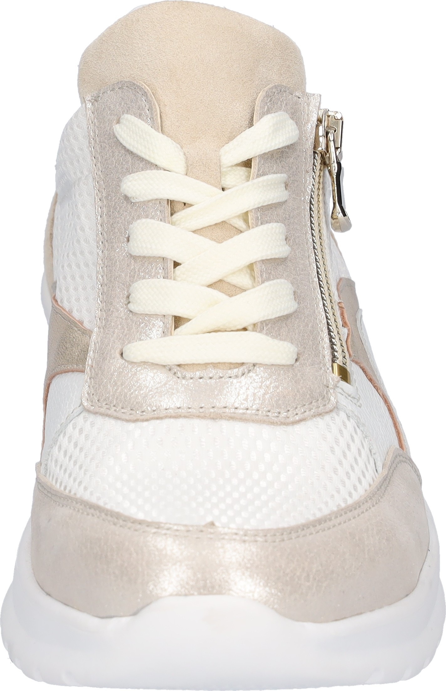 Sneaker WALDLÄUFER "K-SUNNY", Herren, Gr. 6 (39), weiß, beige, Nappaleder, Textil, Veloursleder, metallic, unifarben mit Farbeinsatz, Schuhe Sneaker, Schnürschuh, Komfortschuh mit seitlichem Reißverschlus, K-Weite 3