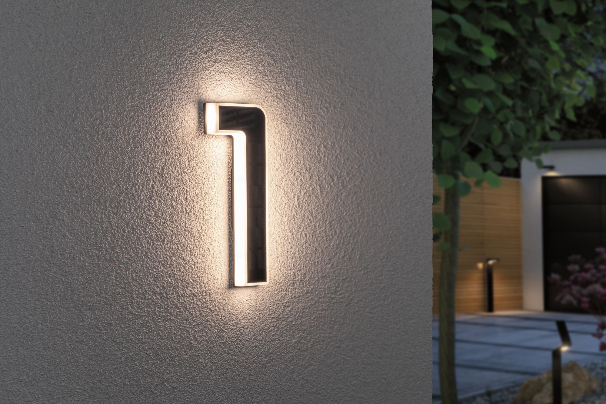 Paulmann LED Außen-Wandleuchte »Solar Akku flammig-flammig, Modul, 0-9 BAUR | 1 wechselbar LED- Hausnummer«, wählbar, Hausnummern