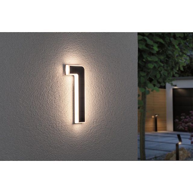 Paulmann LED Außen-Wandleuchte »Solar Hausnummer«, 1 flammig-flammig, LED- Modul, Hausnummern 0-9 wählbar, Akku wechselbar | BAUR