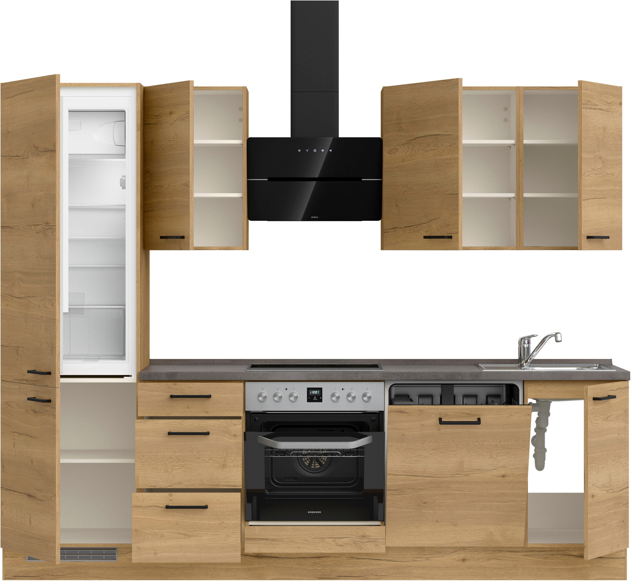 nobilia® Küchenzeile »"Structura II"«, vormontiert, Ausrichtung wählbar, Breite 270 cm, wahlw. mit E-Geräten