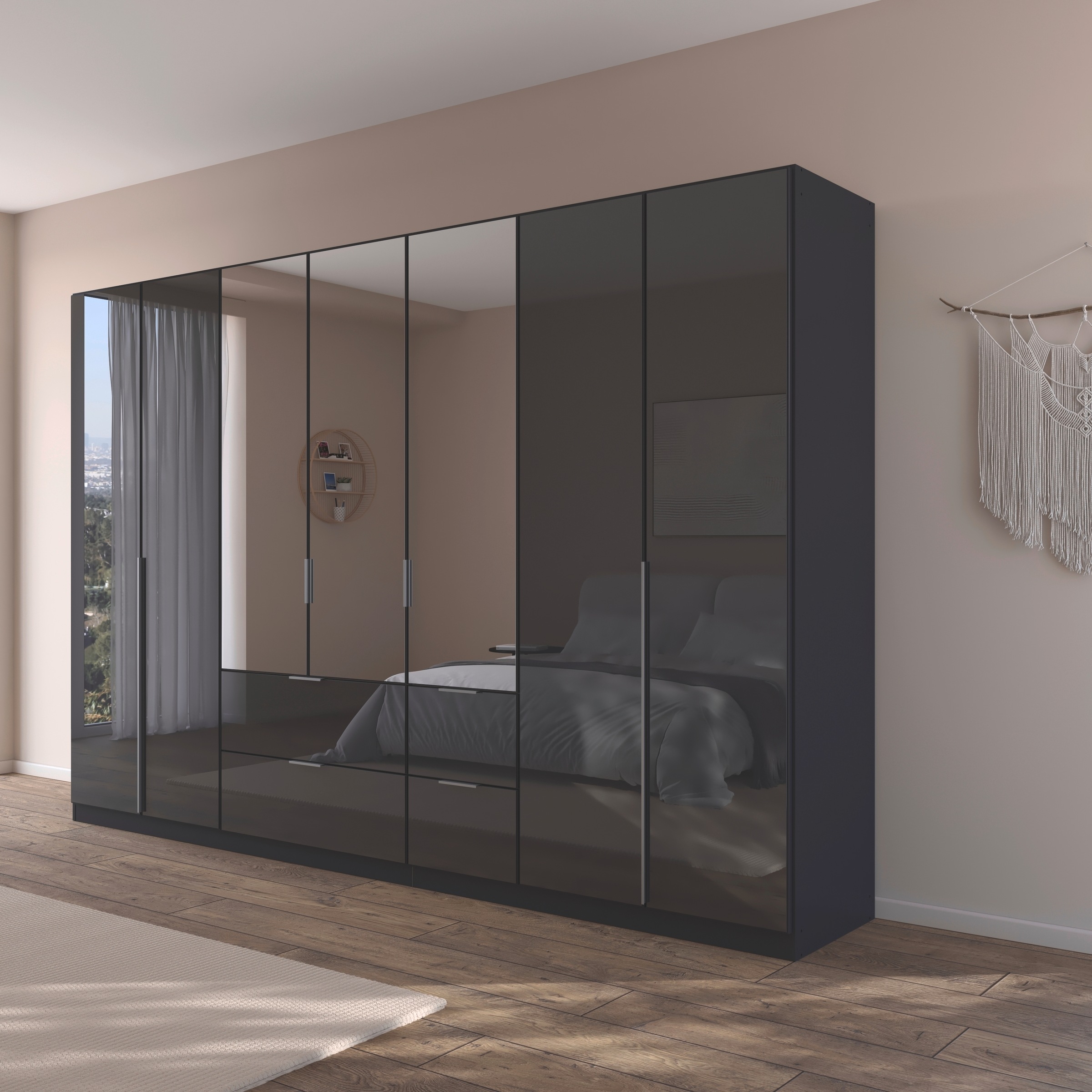 rauch Drehtürenschrank »Kleiderschrank Kleiderschränke Schrank Garderobe AGORDO mit Glasfront«, mit Außenschubkästen, in 6 Breiten und 2 Höhen MADE IN GERMANY