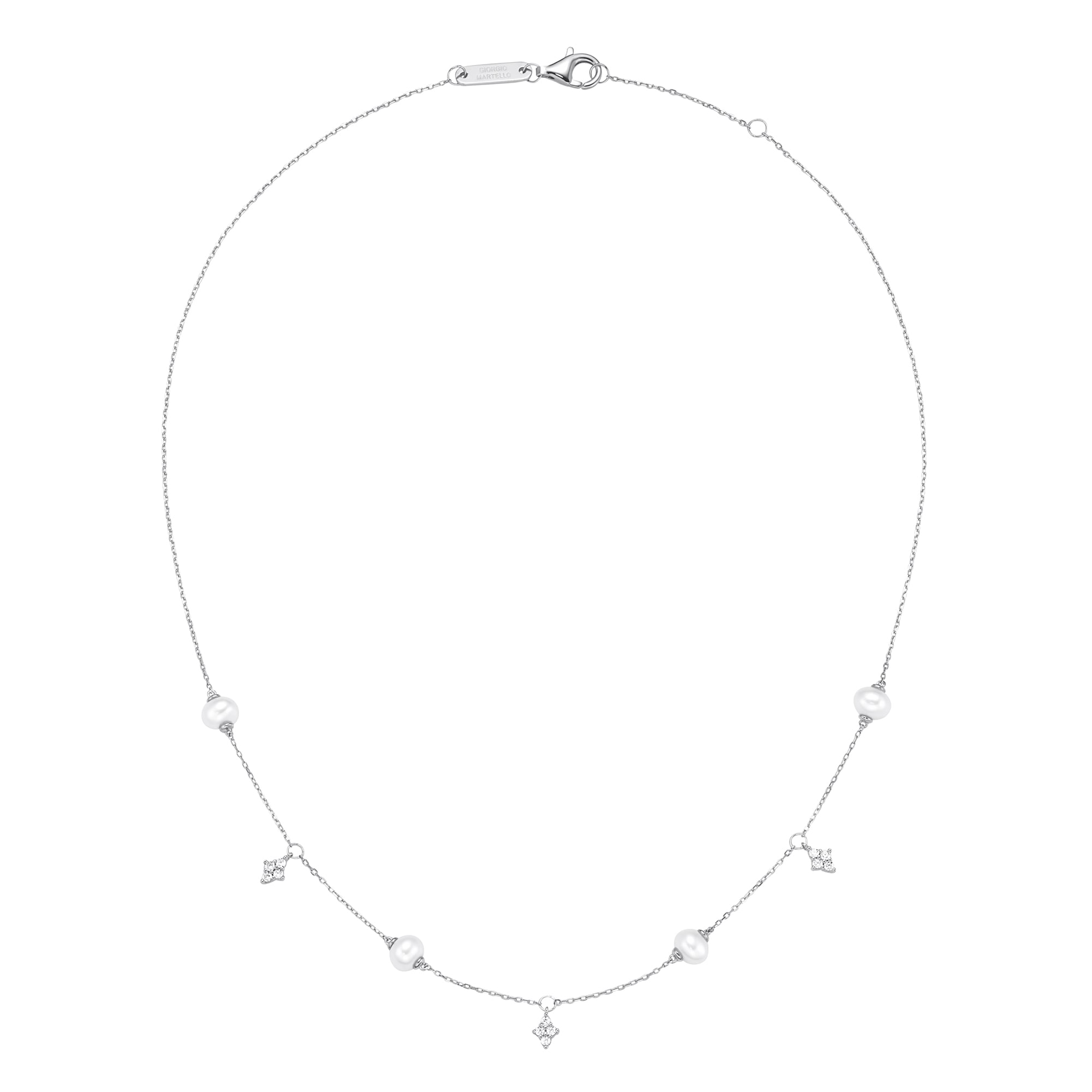 GIORGIO MARTELLO MILANO Collier »Süßwasser-Perlen und Zirkonia, Silber 925«