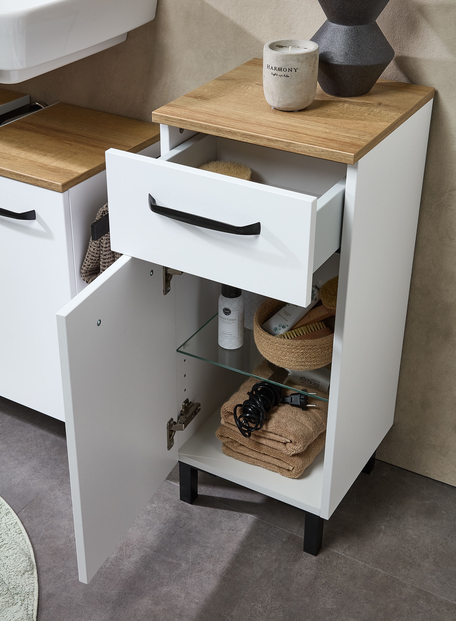 Saphir Badmöbel-Set »Quickset 500, Waschbeckenunterschrank mit Spiegel« 4 Stk. tlg.