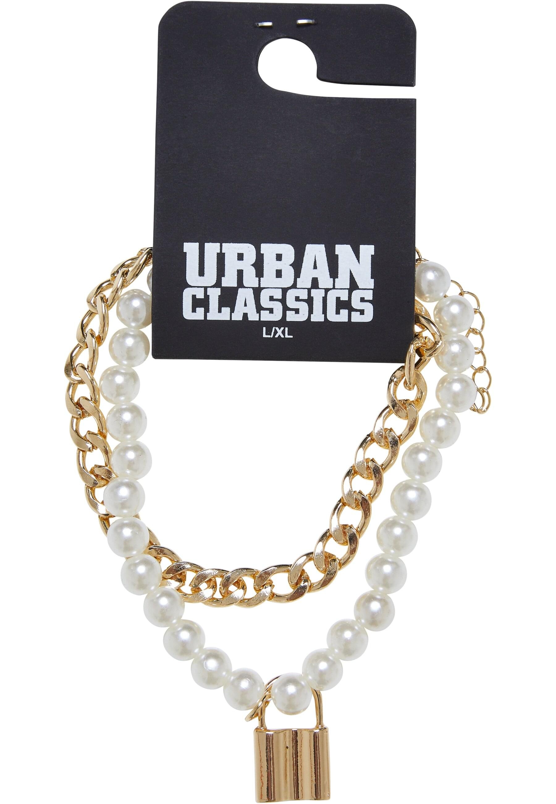 URBAN CLASSICS Armband »Urban Classics Unisex Padlock Pearl Layering Bracelet«
