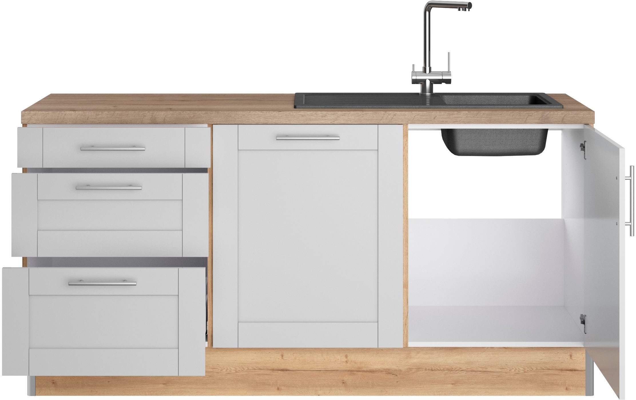 OPTIFIT Küche »Ahus«, 180 cm breit, wahlw.mit E-Geräten, Soft Close Funktion, MDF Fronten
