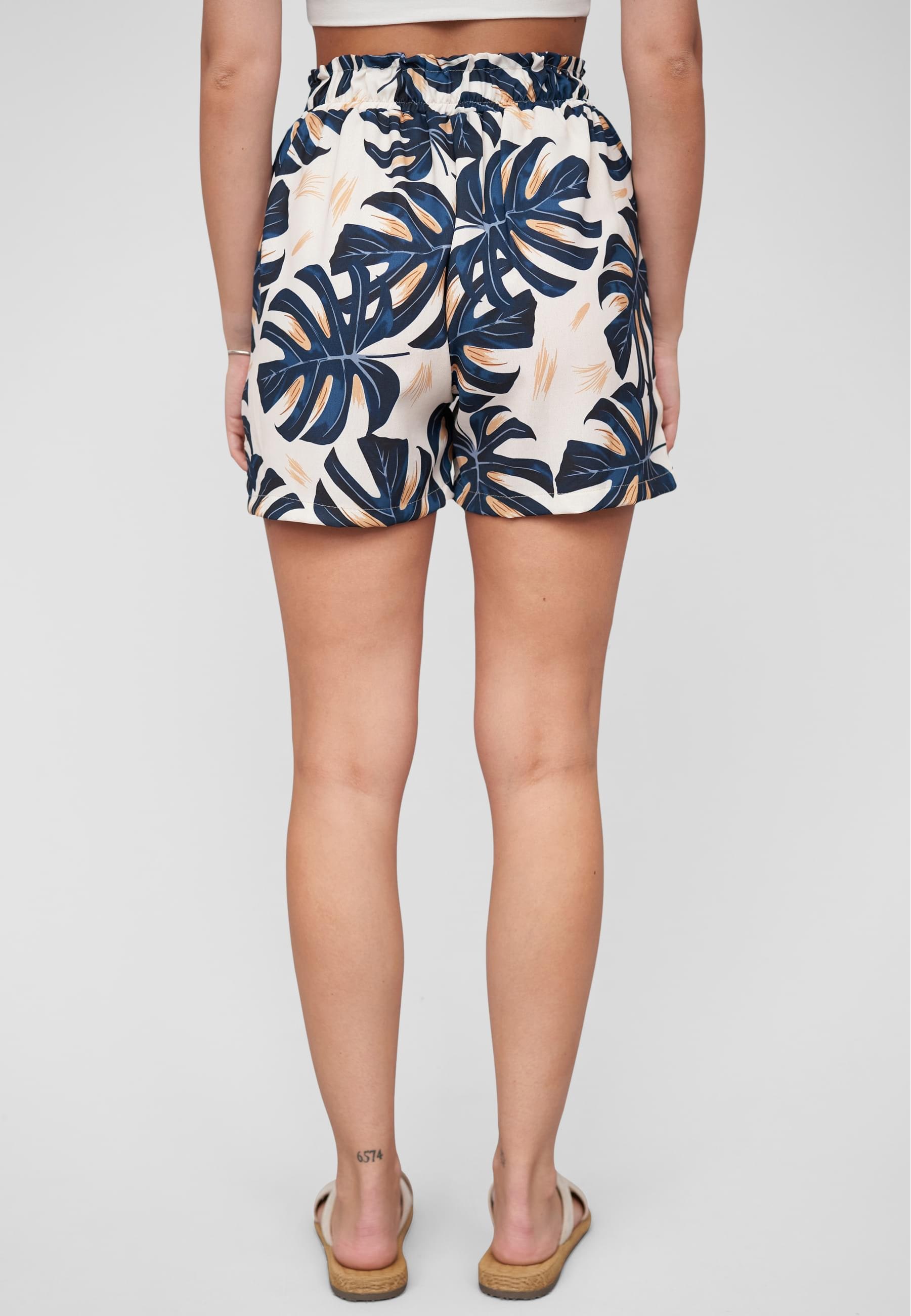 CLOUD 5IVE Shorts »CLOUD 5IVE Paperbag Shorts with tie belt and palm print«, (1 tlg.)