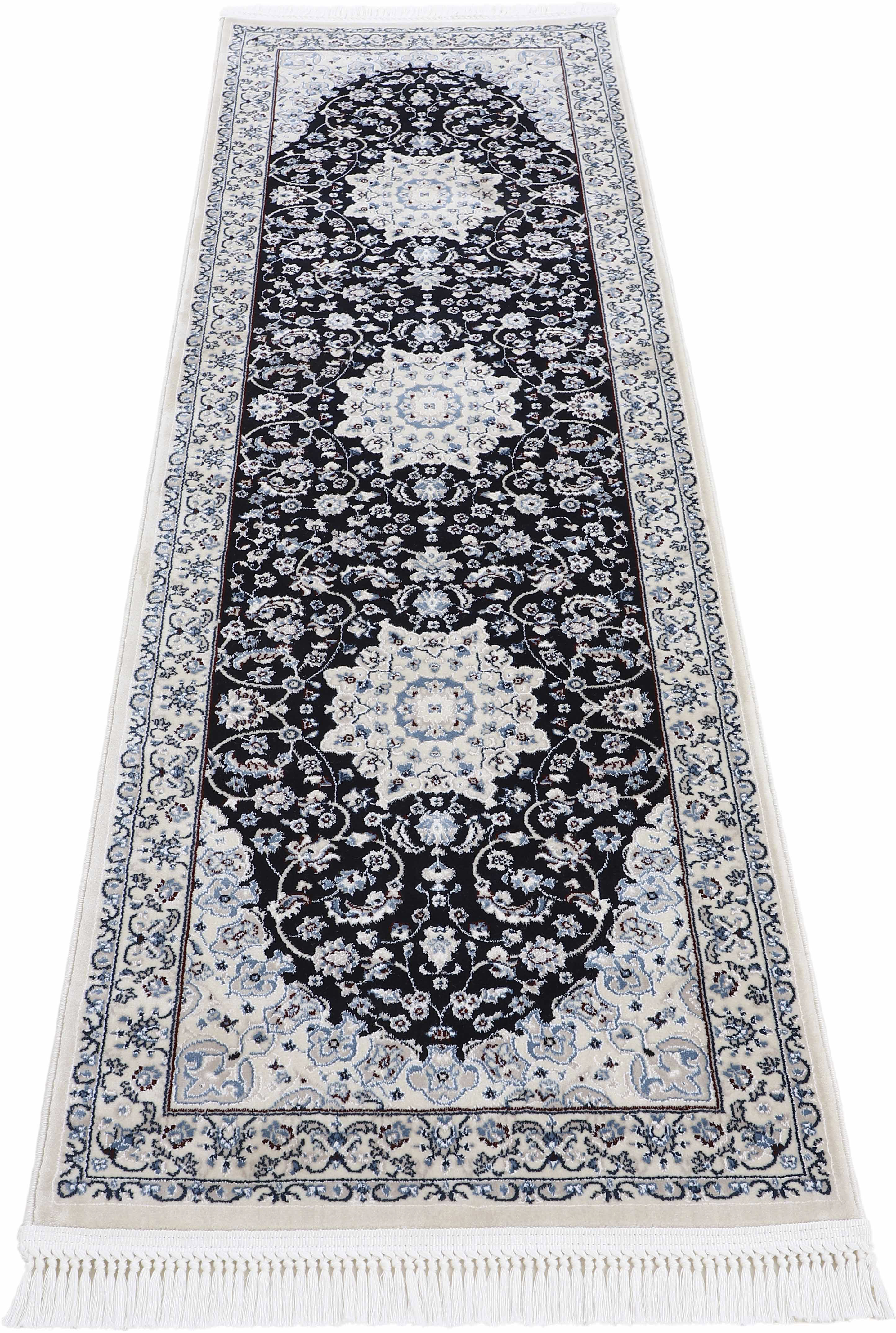 carpetfine Teppich "Nain Diane, auch als Läufer" rechteckig 8 mm Höhe Kurzflor mit Fransen, Vintage Orient Look, Wohnzimmer