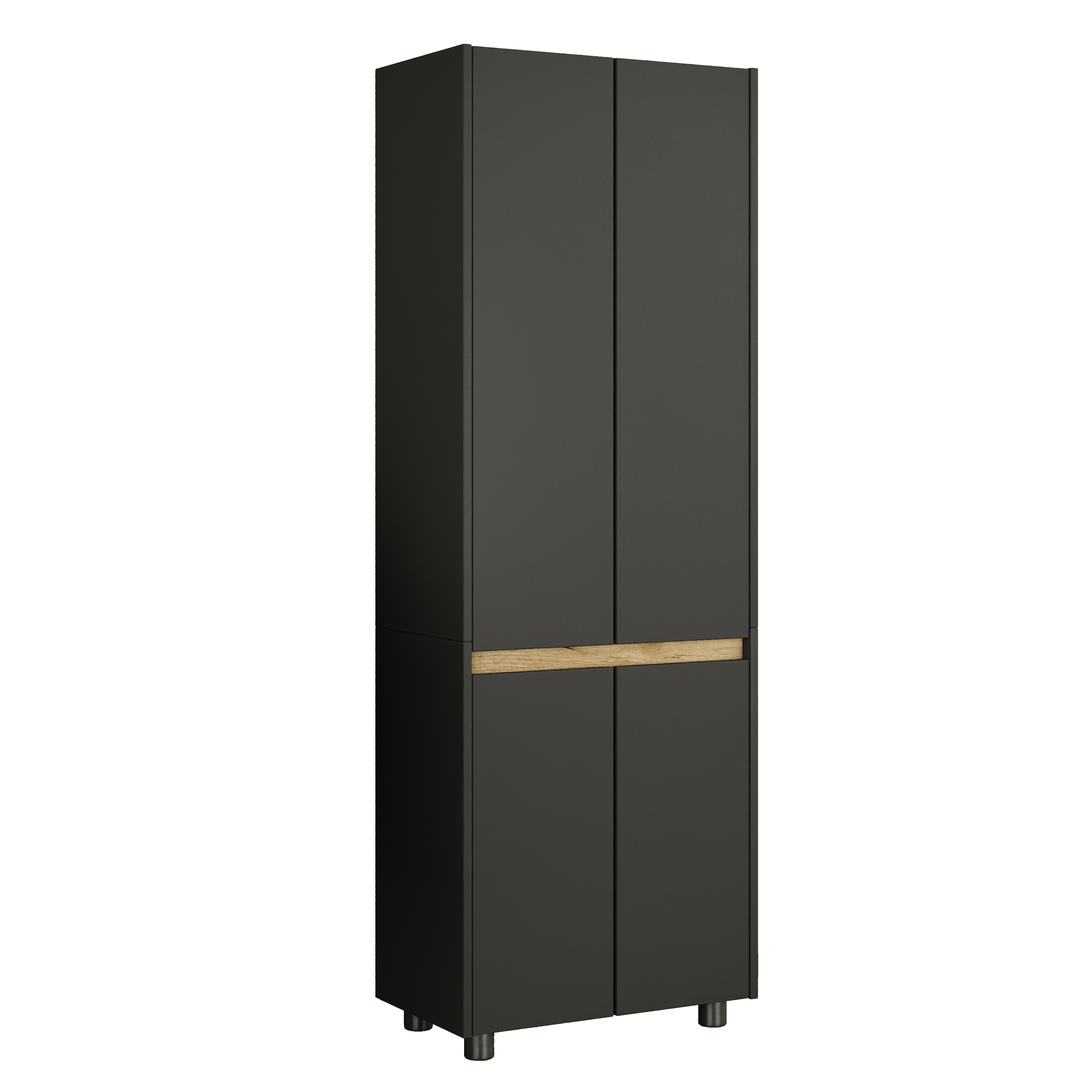Hochschrank VCM, B:57cm T:33cm, braun, Obermaterial: 100% Holz Wood., Küche, Schränke, "Badmöbel Hochschrank 165x57x33 Drehtüren Cosila"