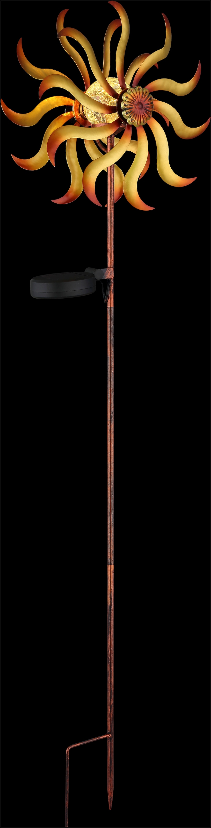 GLOBO LIGHTING LED Solarleuchte »SOLARLEUCHTE METALL GOLDFARBEN PATINIERT, 1XLED« LED-Modul 1 Stk. Warmweiß