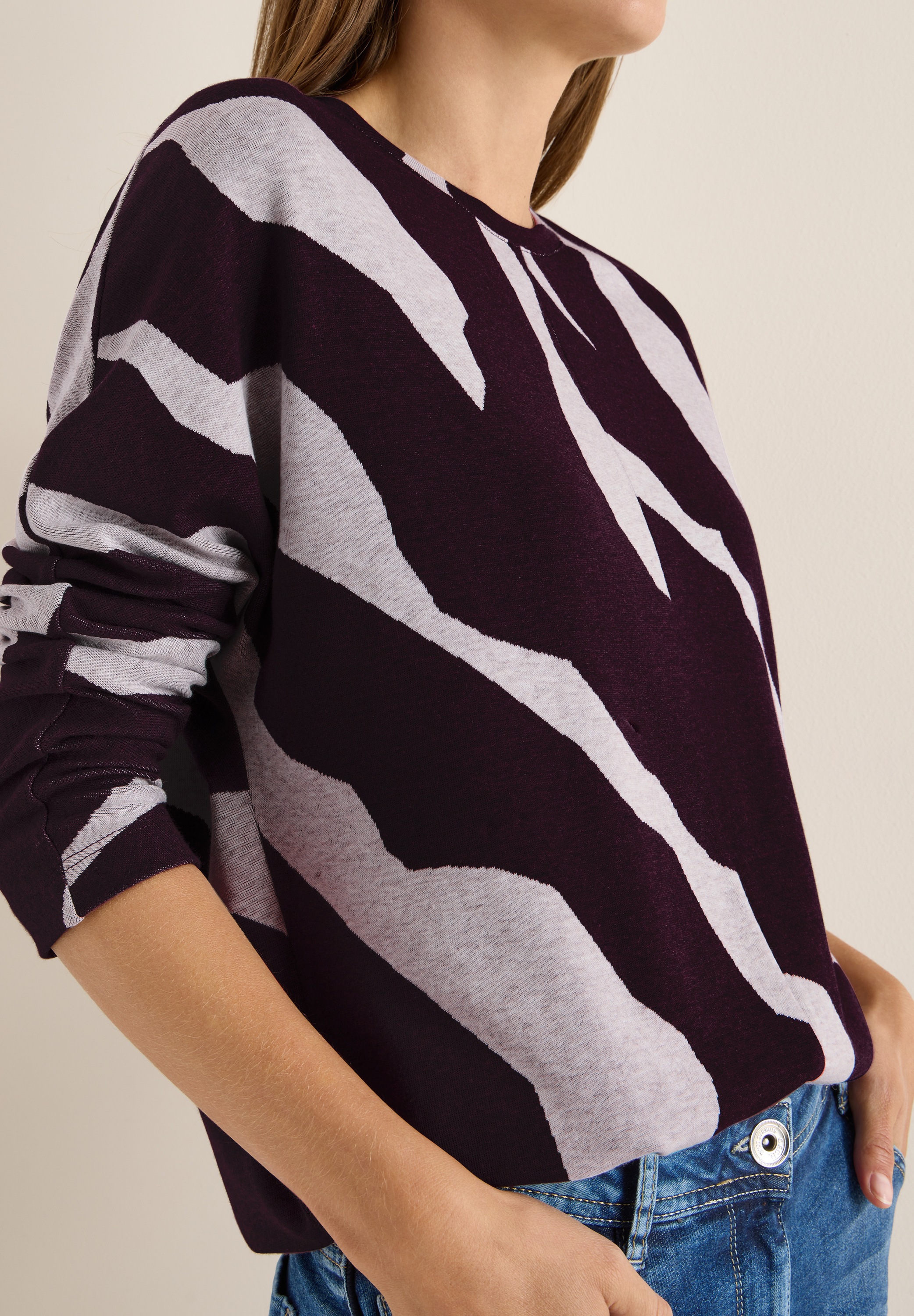 Thumbnail - Cecil Rundhalspullover mit grafischem Allover-Print