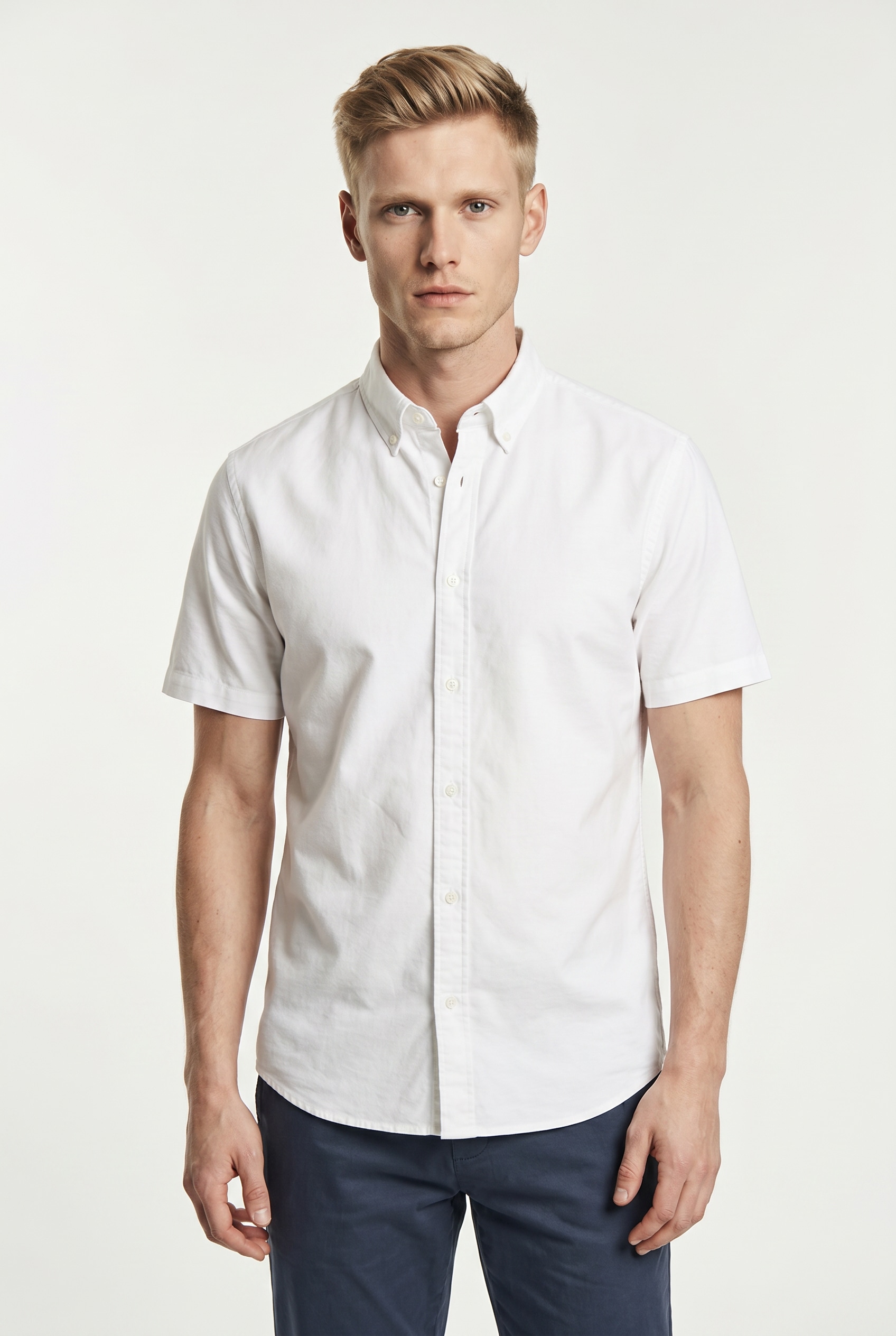 Jack & Jones Kurzarmhemd "JPRBLUHARVEY OXFORD S/S SHIRT" mit Button-Down Kragen