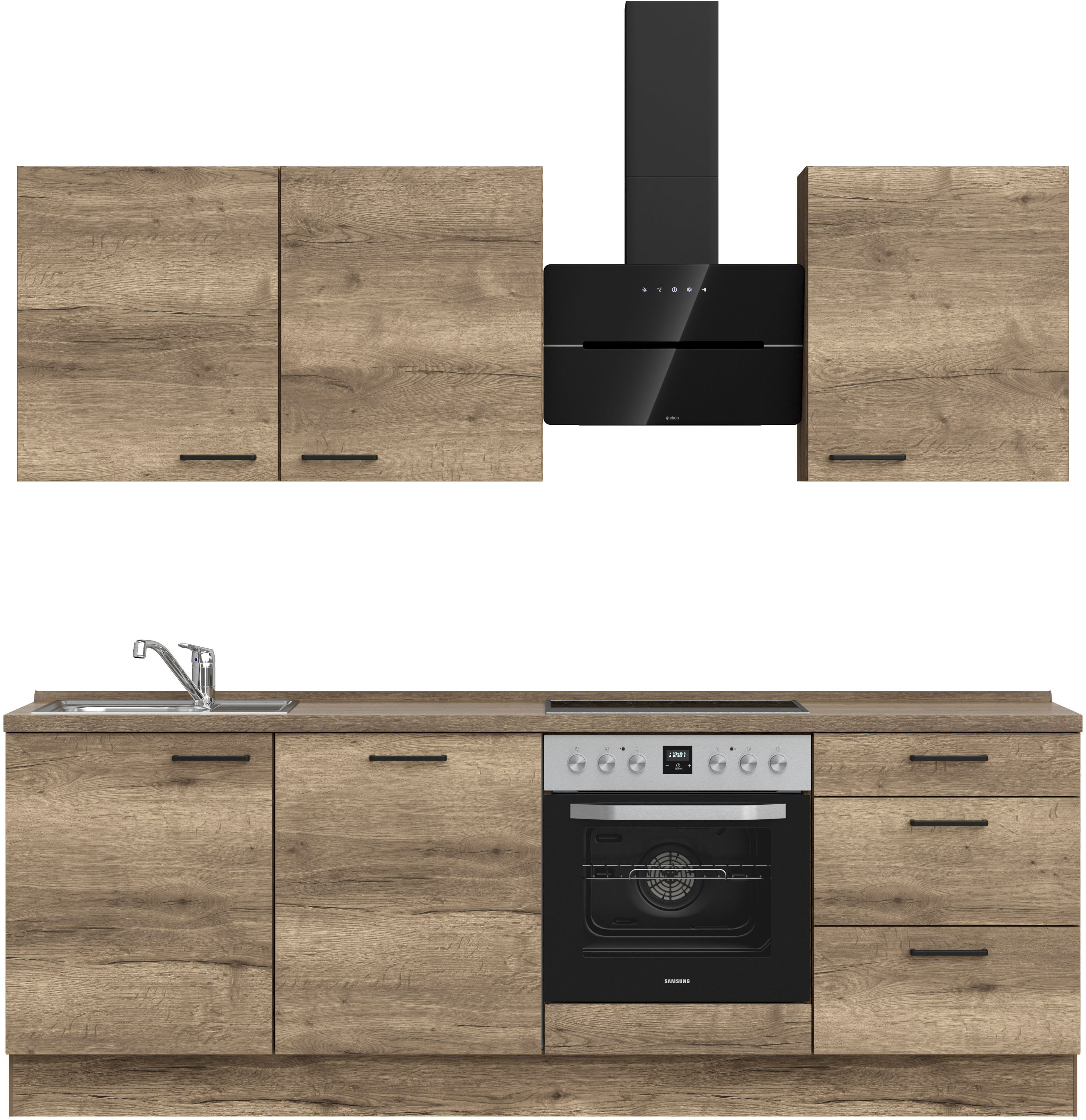nobilia Küchenzeile ""Structura II", NEU: individuell anpassbar mit gratis Profi-Beratung" vormontiert, Breite 240 cm, Ausrichtung wählbar, wahlw. mit E-Geräten