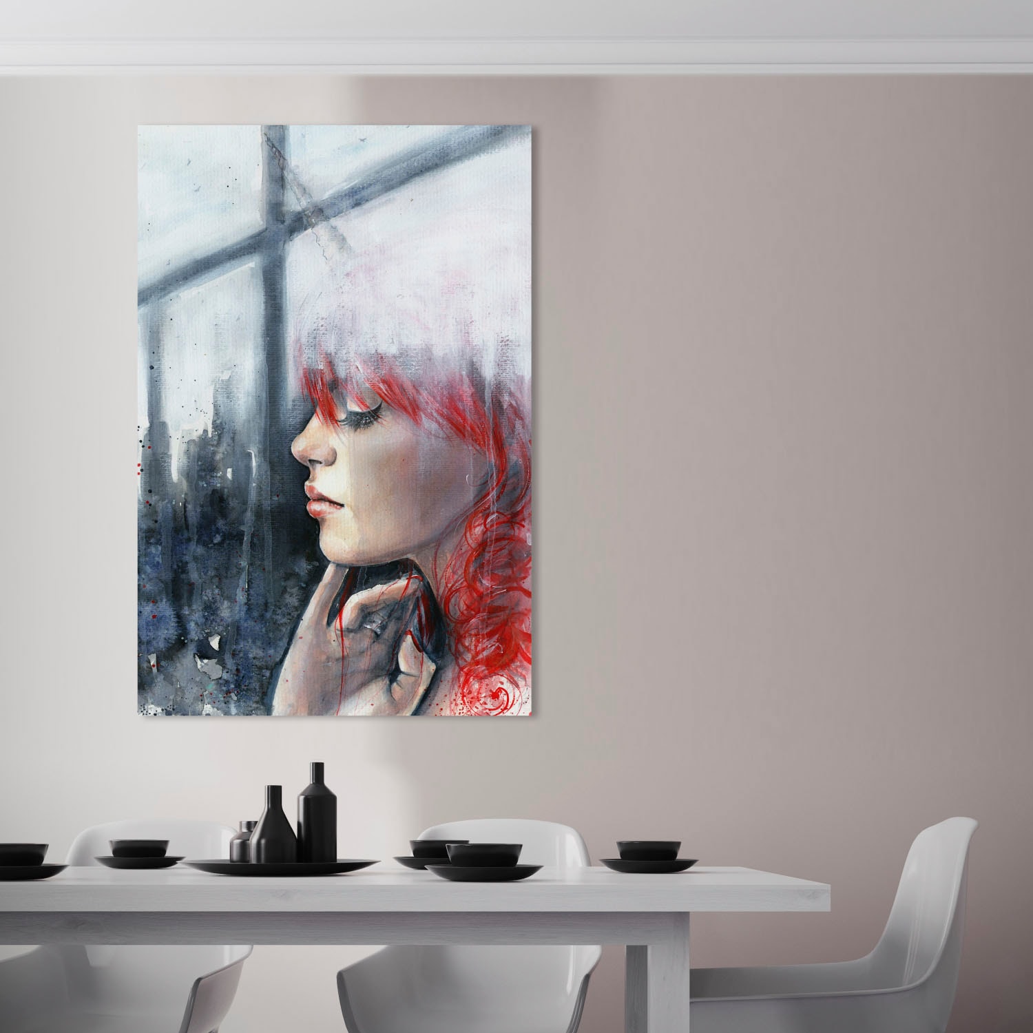 queence Acrylglasbild »Frau am Fenster«, Kunst-Frau-Bilder von Frauen, Fine Art-Print in Galeriequalität
