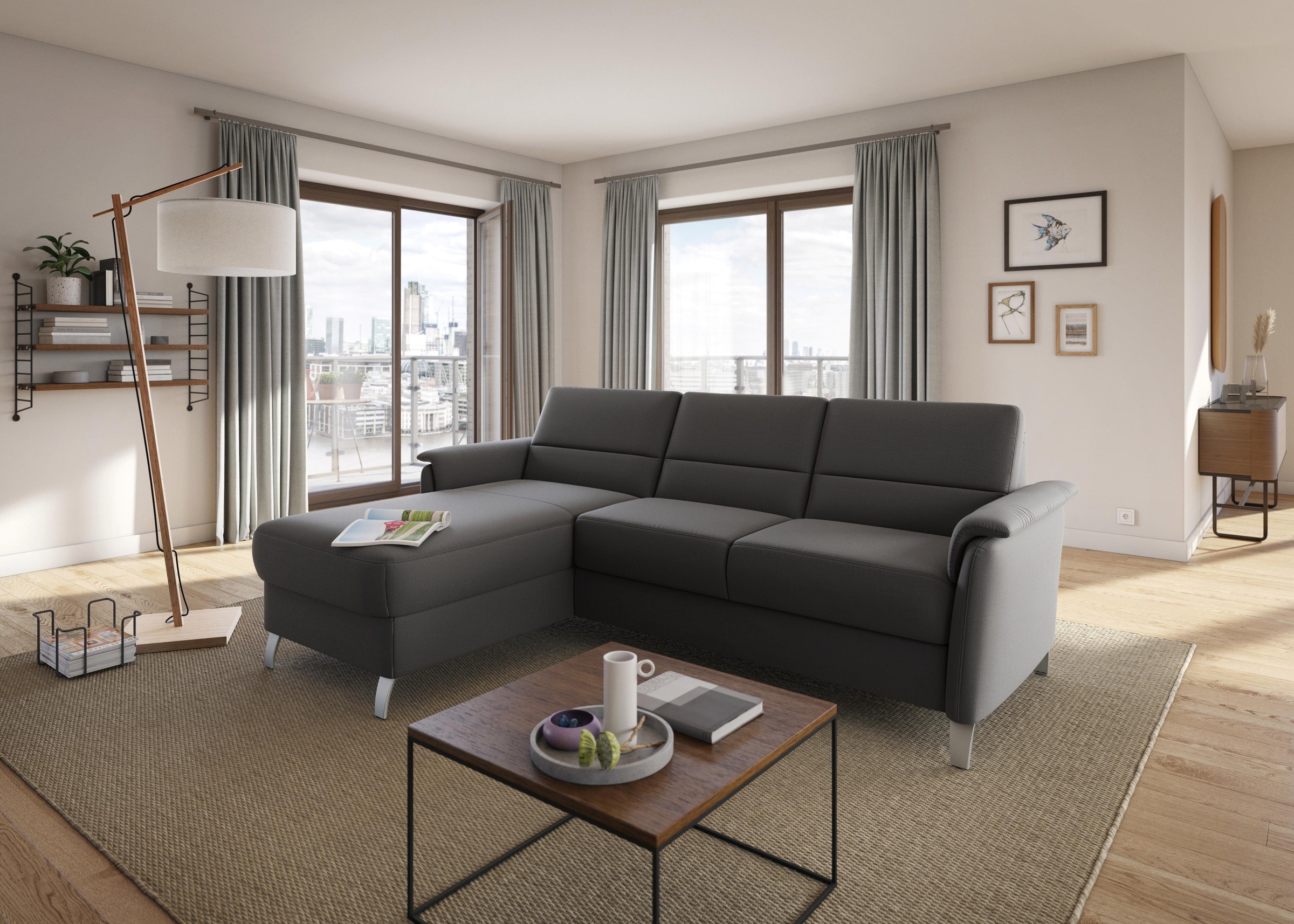 Thumbnail - sit&more "Palmera L-Form, B: 244 cm" optional Bettfunktion & Bettkasten, Federkern