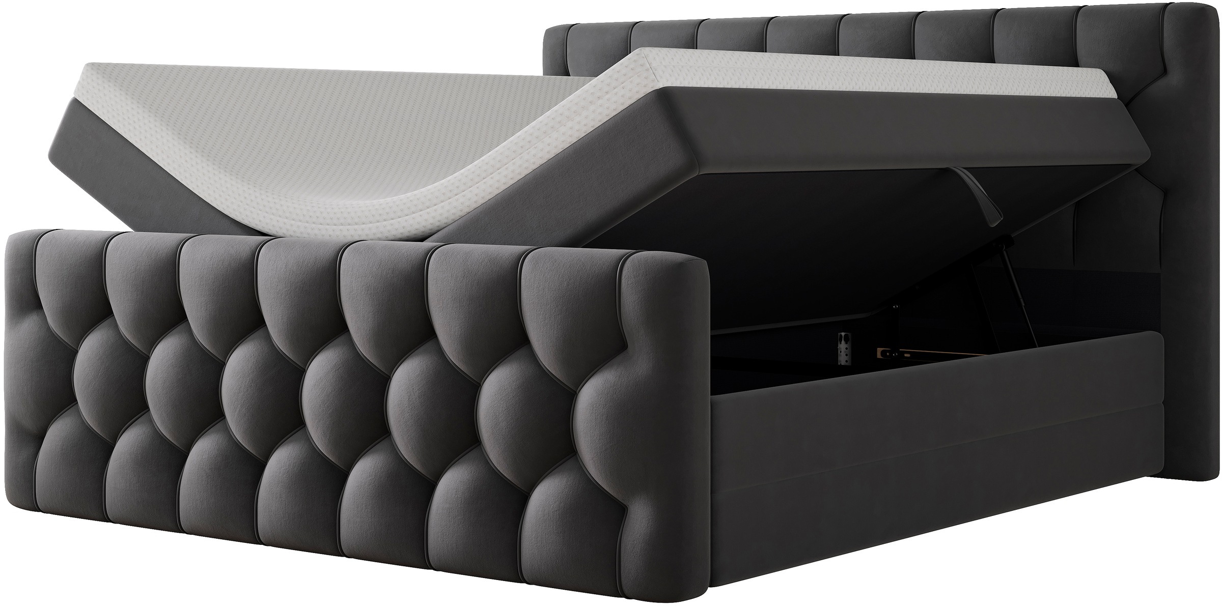 OTTO home Boxbett »BASILL, Polsterbett mit Bettkasten und Taschenfederkernmatratze H3« mit 7cm Komfortschaum-Topper, Samt-Bezug, 180x200cm