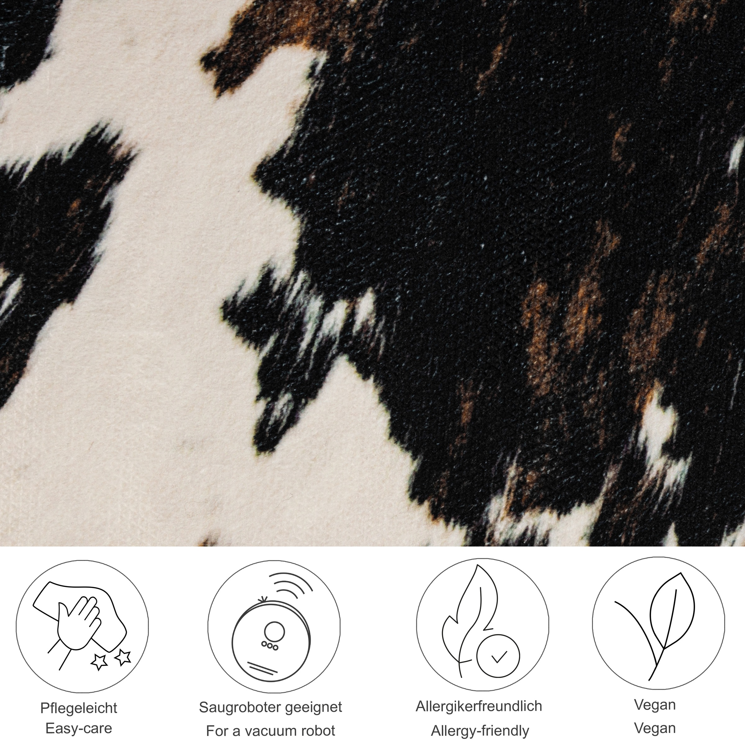 Thumbnail - Gino Falcone Fellteppich "Emilia" fellförmig 3 mm Höhe Kunstfell, bedruckt, Kuhfell-Optik, ideal im Wohnzimmer & Schlafz...