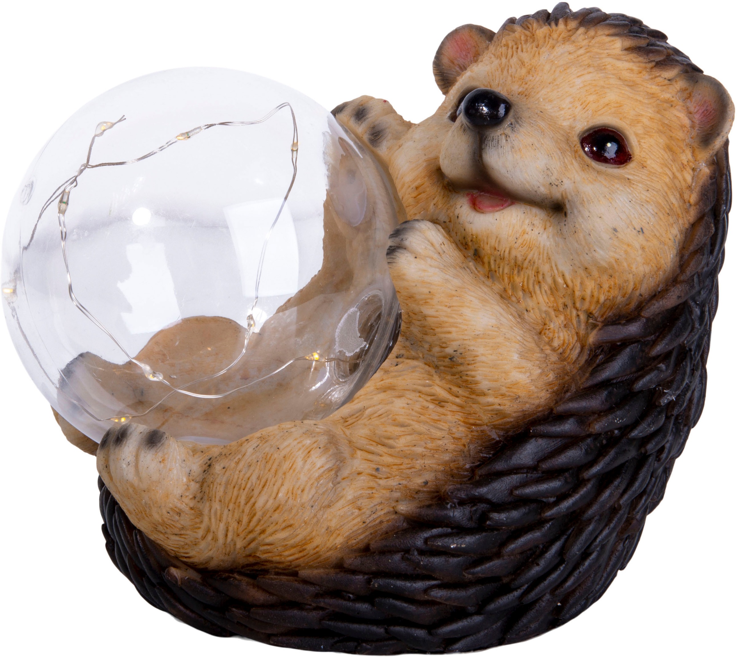 Thumbnail - näve LED Solarleuchte "Igel" 1 Stk. Warmweiß süßer Igel mit beleuchteter Kugel in braun/beige, warmweißes Licht