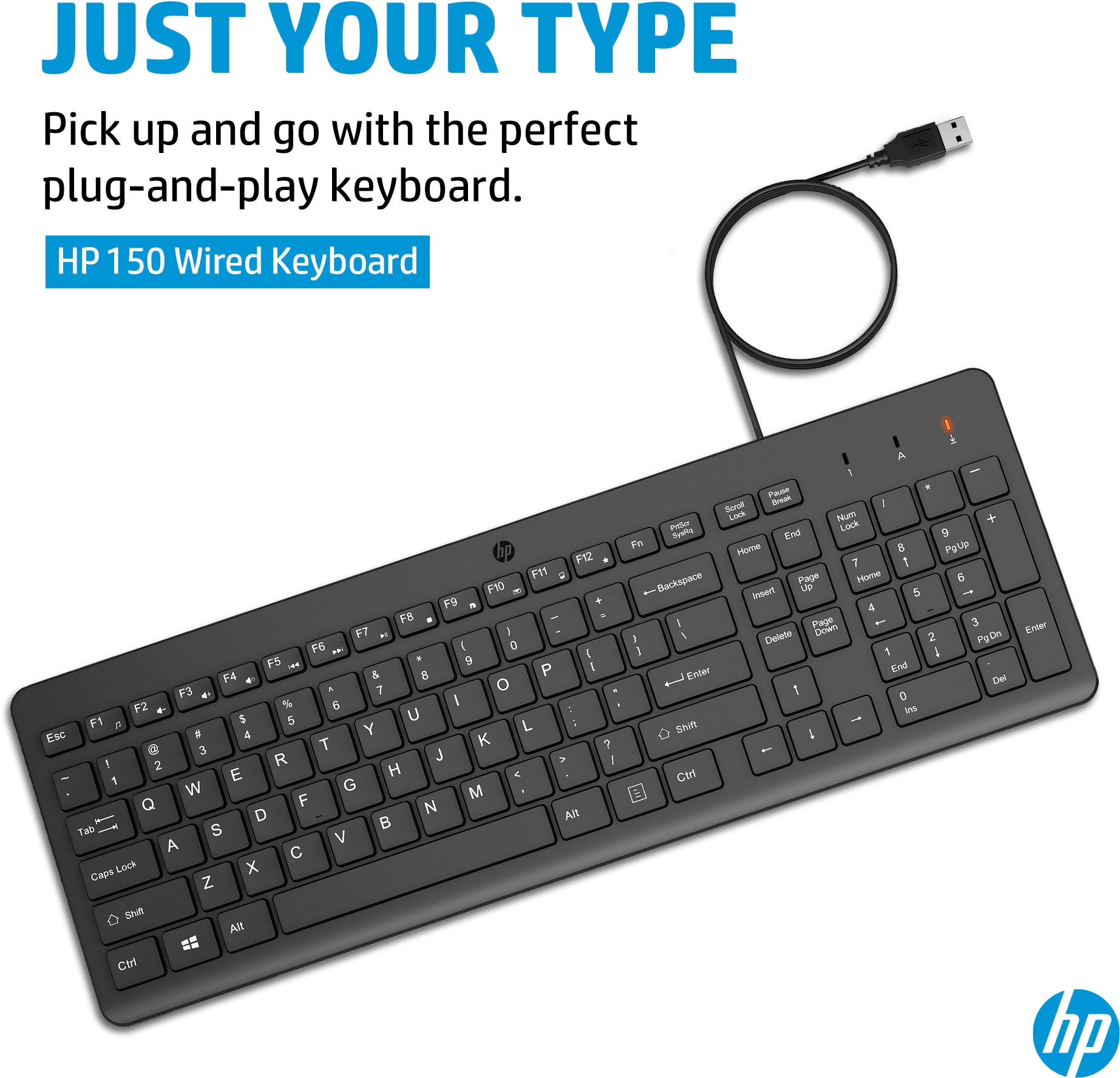 HP USB-Tastatur »150 Kabelgebundene Tastatur«, (USB-Anschluss-Ziffernblock-Fn-Tasten)
